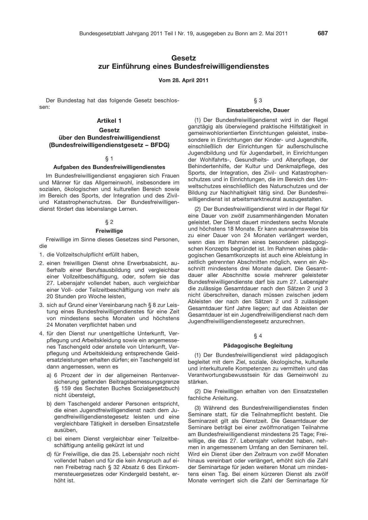 BGBl. 2011, Seite 687 — Originalseite als Abbildung