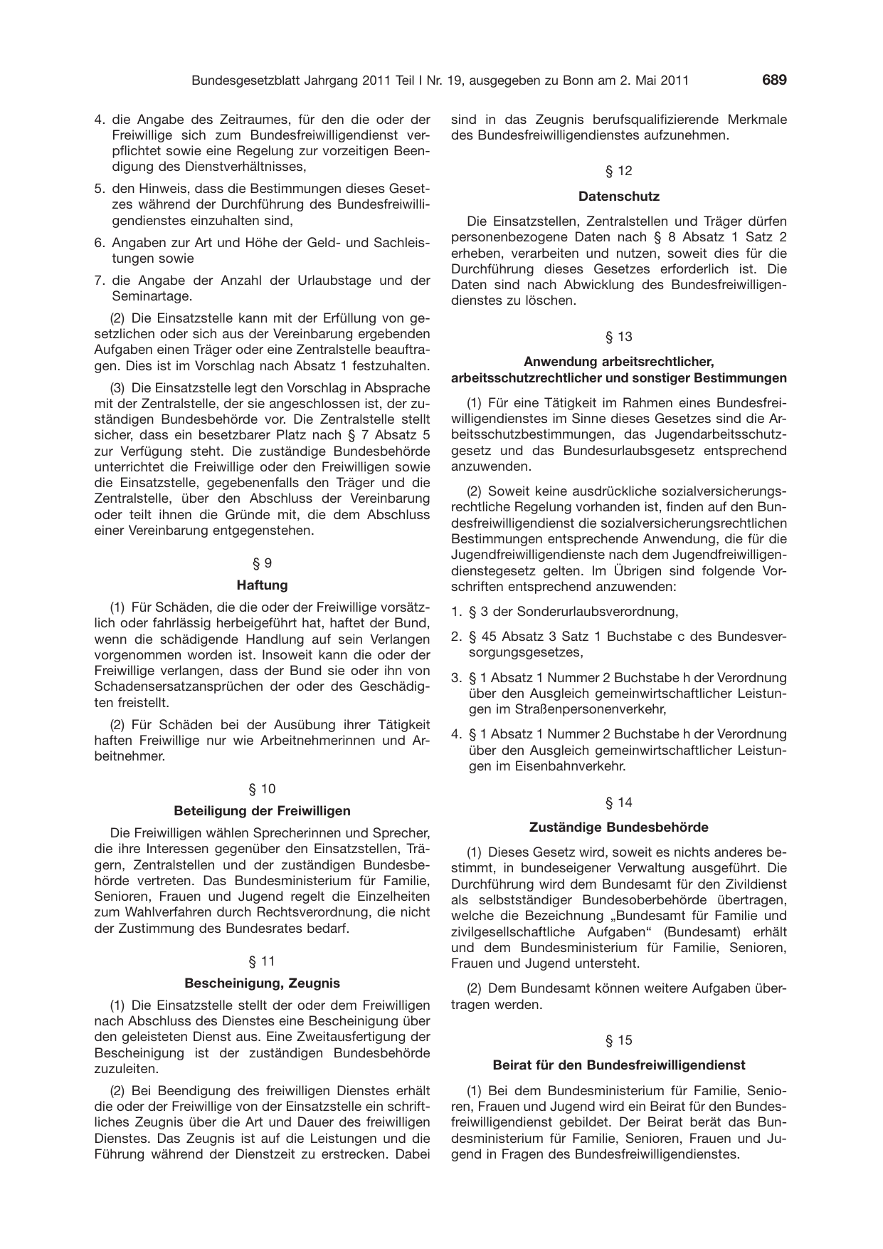 BGBl. 2011, Seite 689 — Originalseite als Abbildung