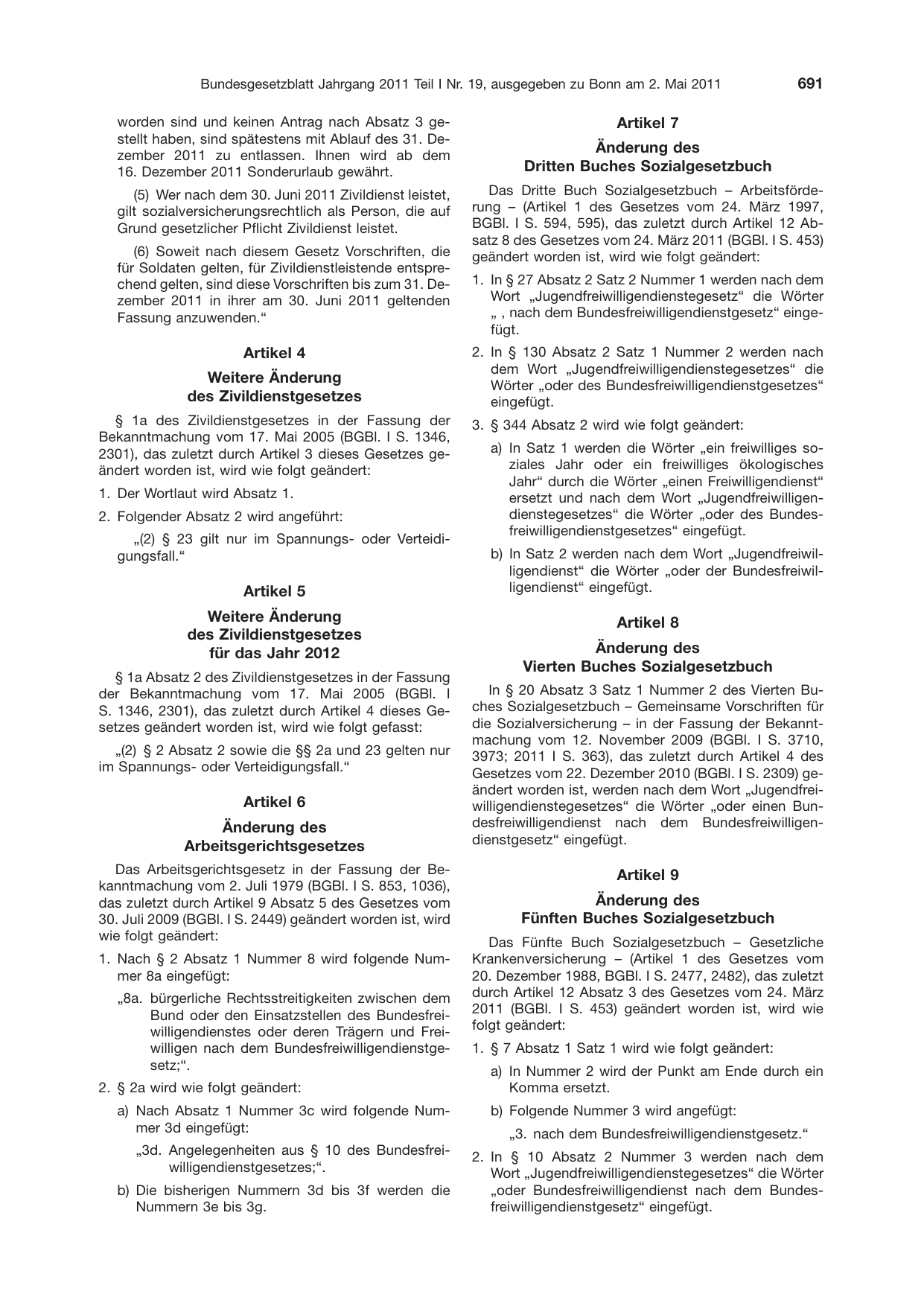 BGBl. 2011, Seite 691 — Originalseite als Abbildung