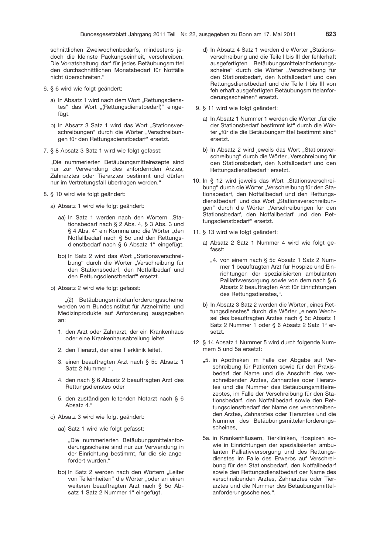 BGBl. 2011, Seite 823 — Originalseite als Abbildung