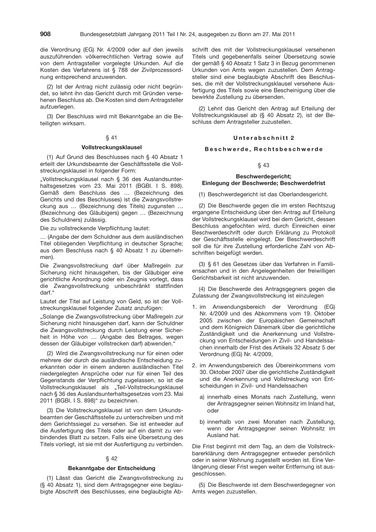 BGBl. 2011, Seite 908 — Originalseite als Abbildung
