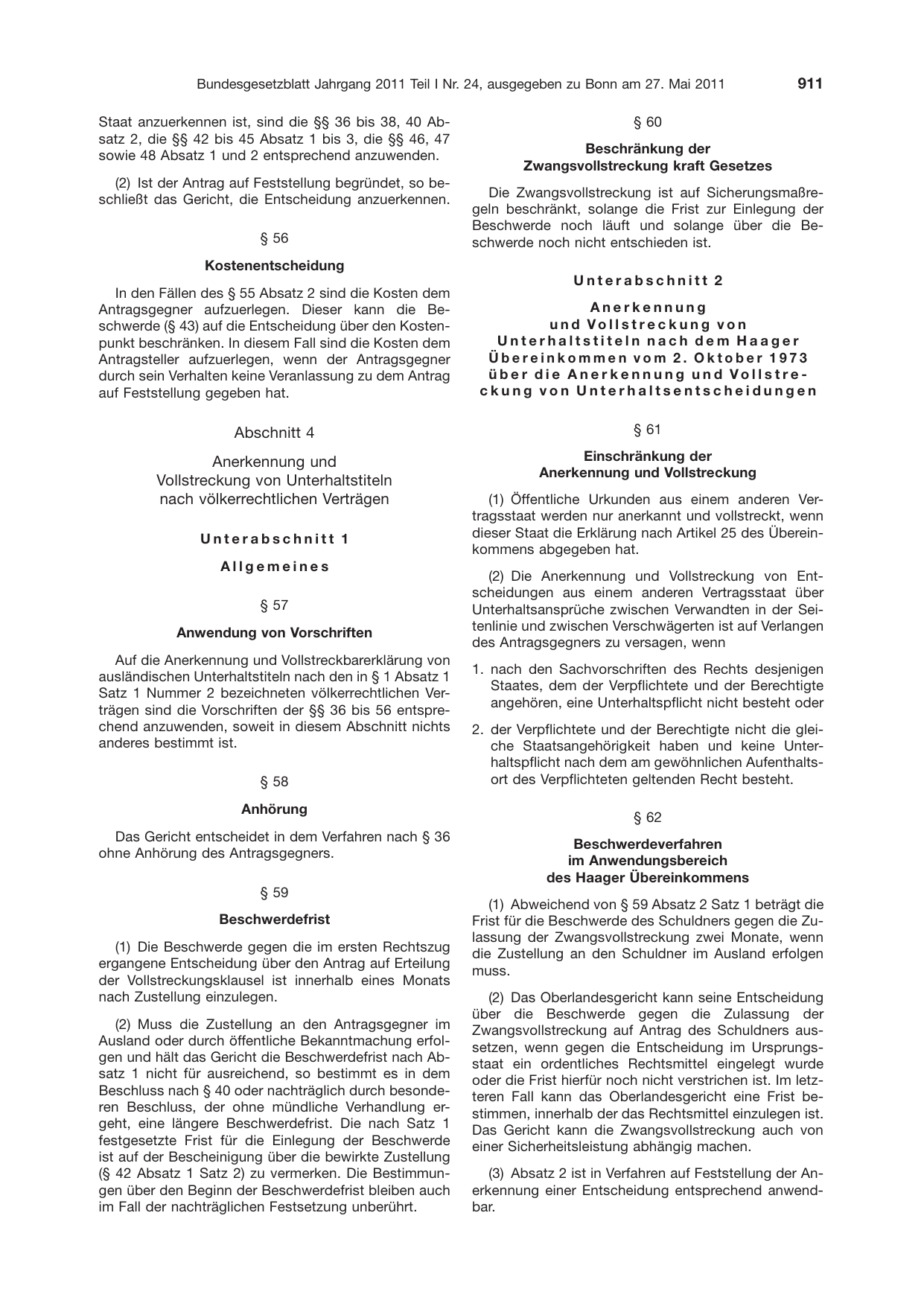 BGBl. 2011, Seite 911 — Originalseite als Abbildung