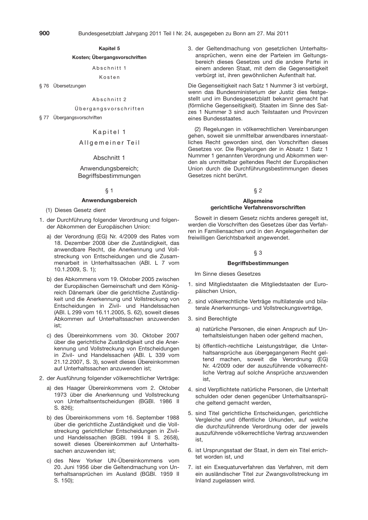 BGBl. 2011, Seite 900 — Originalseite als Abbildung