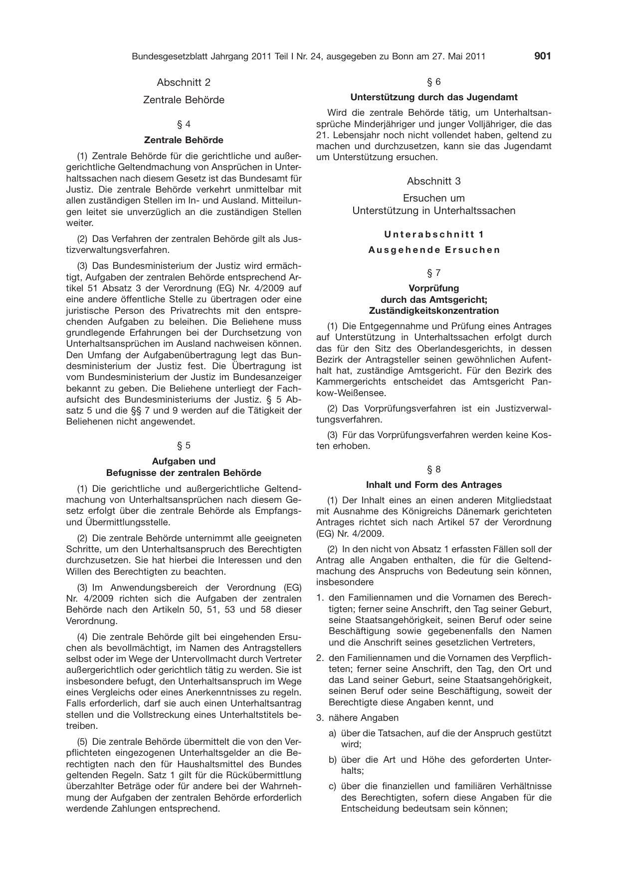 BGBl. 2011, Seite 901 — Originalseite als Abbildung