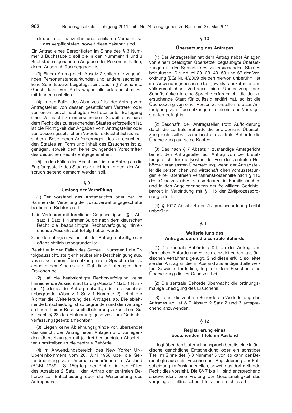 BGBl. 2011, Seite 902 — Originalseite als Abbildung