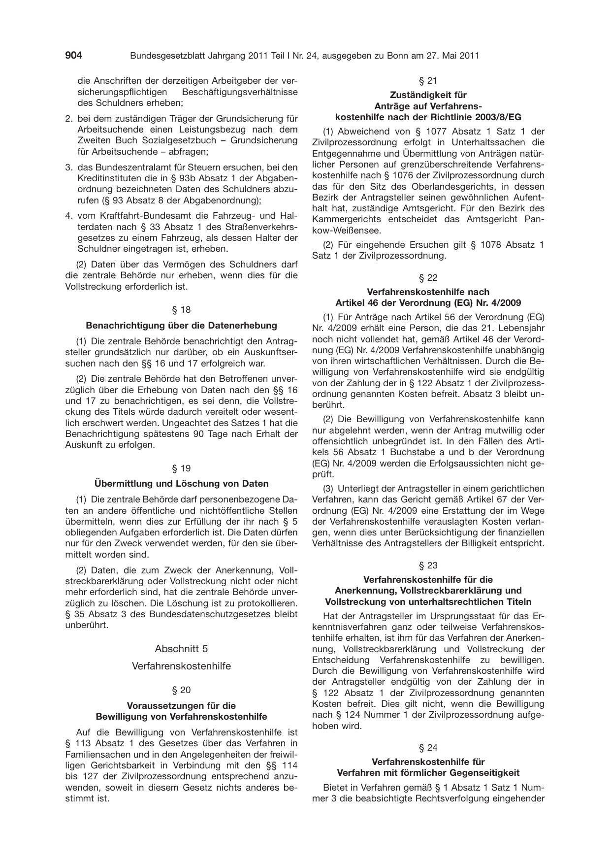 BGBl. 2011, Seite 904 — Originalseite als Abbildung