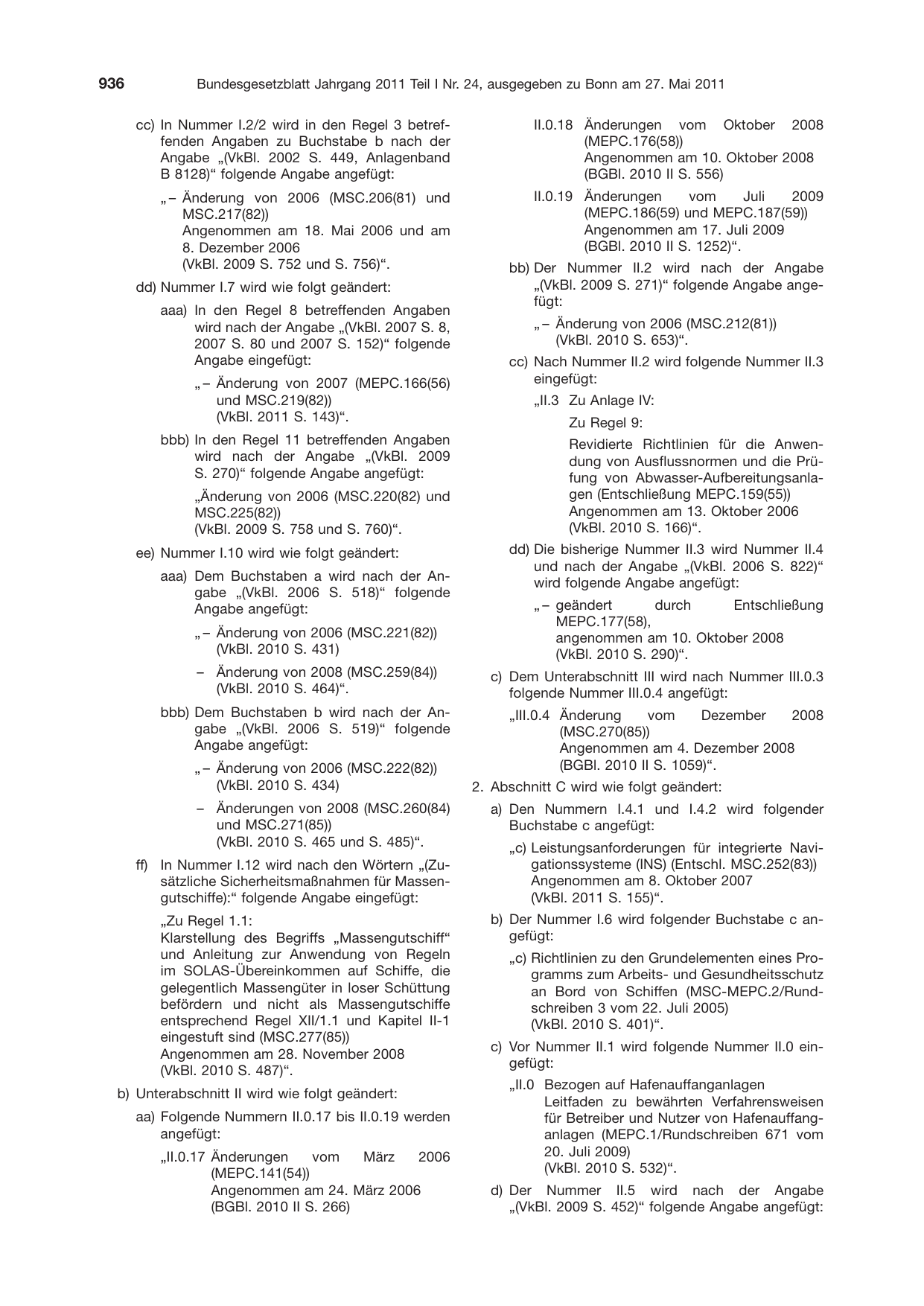 BGBl. 2011, Seite 936 — Originalseite als Abbildung