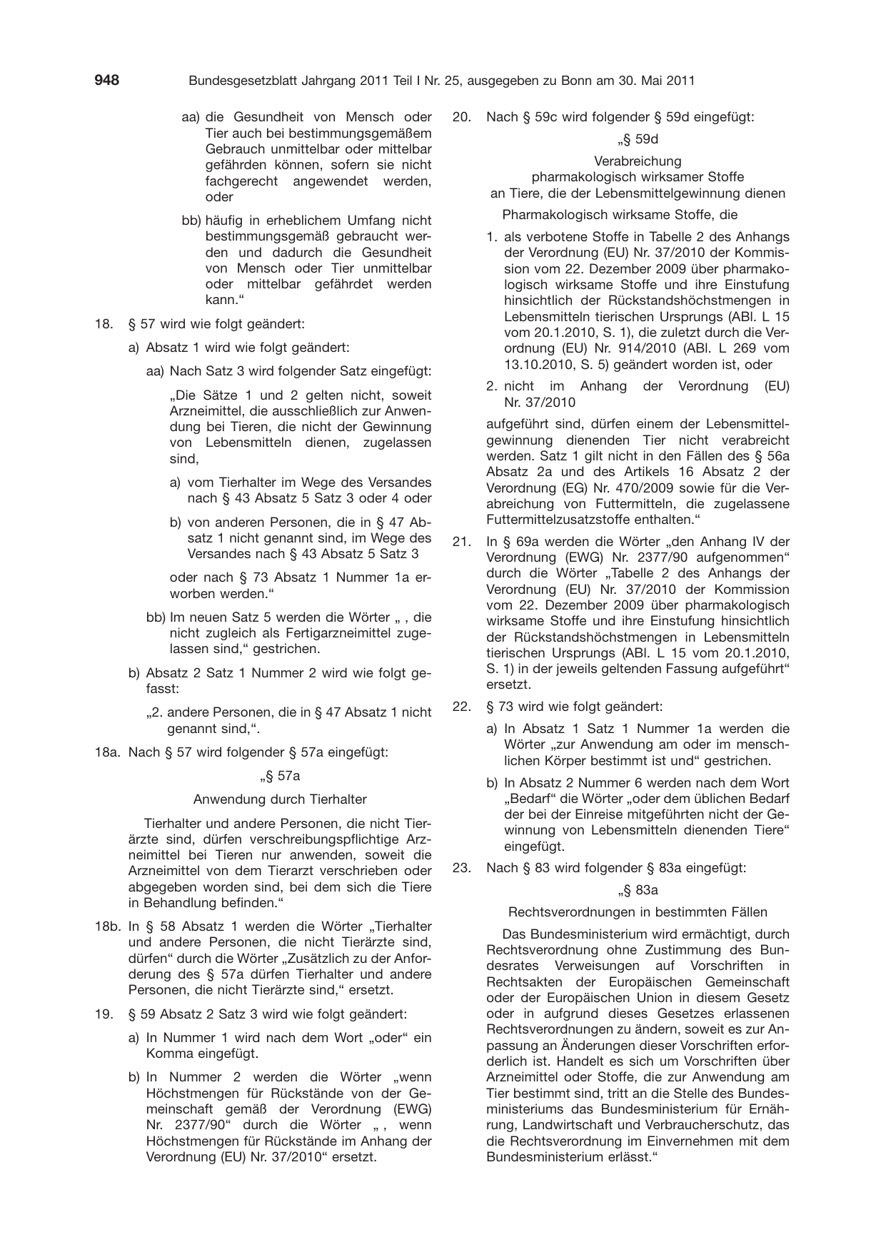 BGBl. 2011, Seite 948 — Originalseite als Abbildung