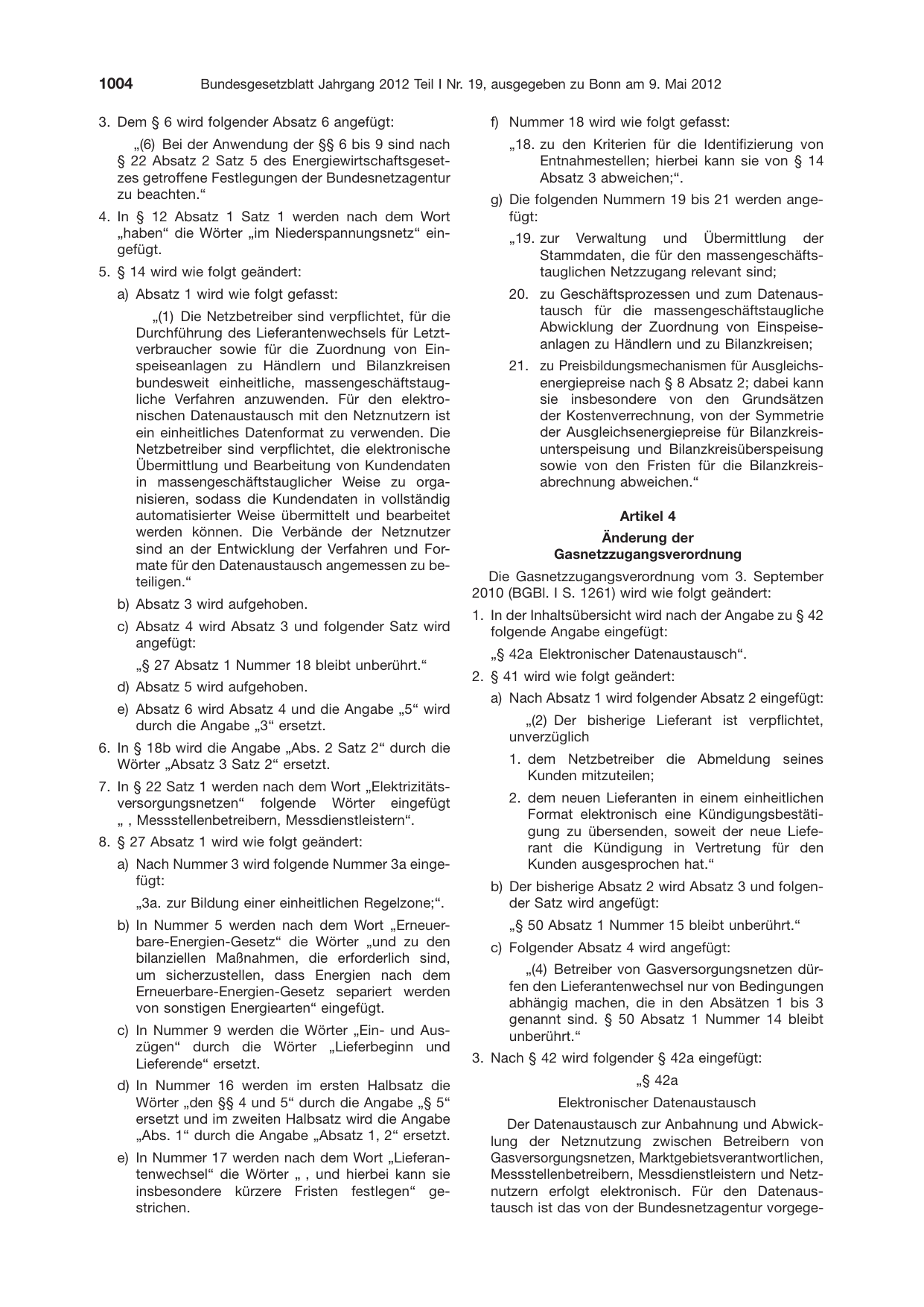BGBl. 2012, Seite 1004 — Originalseite als Abbildung