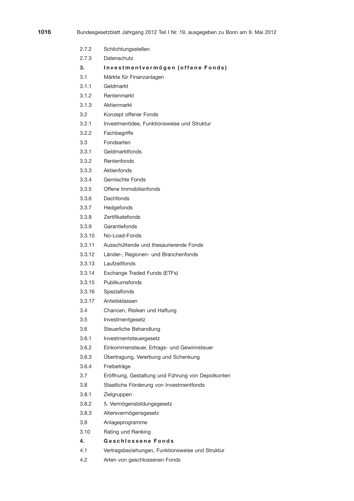BGBl. 2012, Seite 1016 — Originalseite als Abbildung