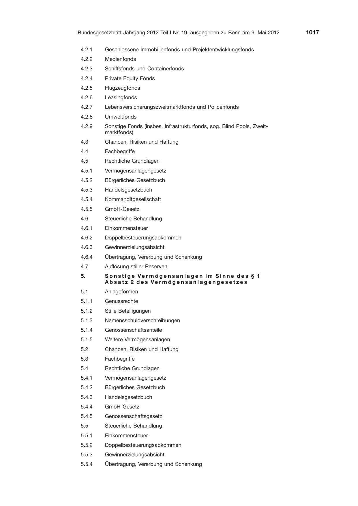 BGBl. 2012, Seite 1017 — Originalseite als Abbildung