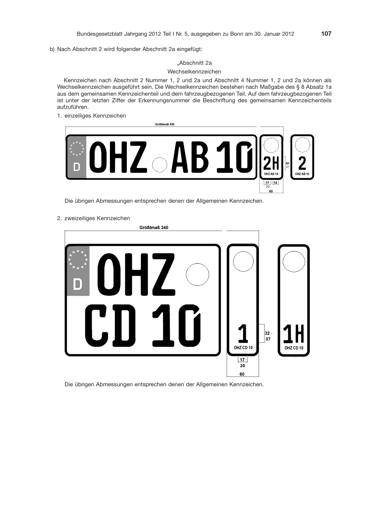 BGBl. 2012, Seite 107 — Originalseite als Abbildung