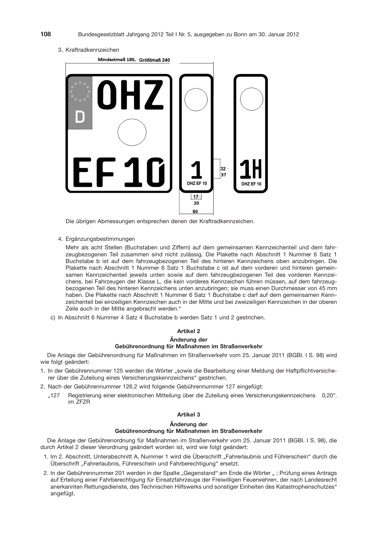 BGBl. 2012, Seite 108 — Originalseite als Abbildung