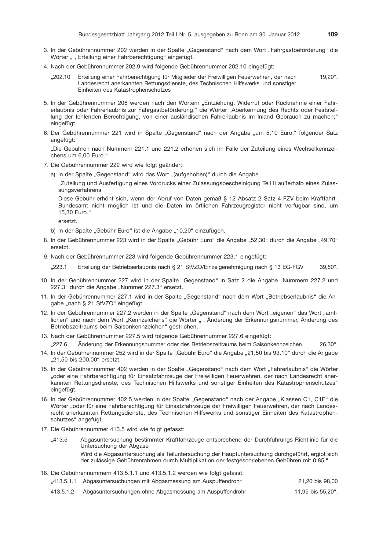 BGBl. 2012, Seite 109 — Originalseite als Abbildung
