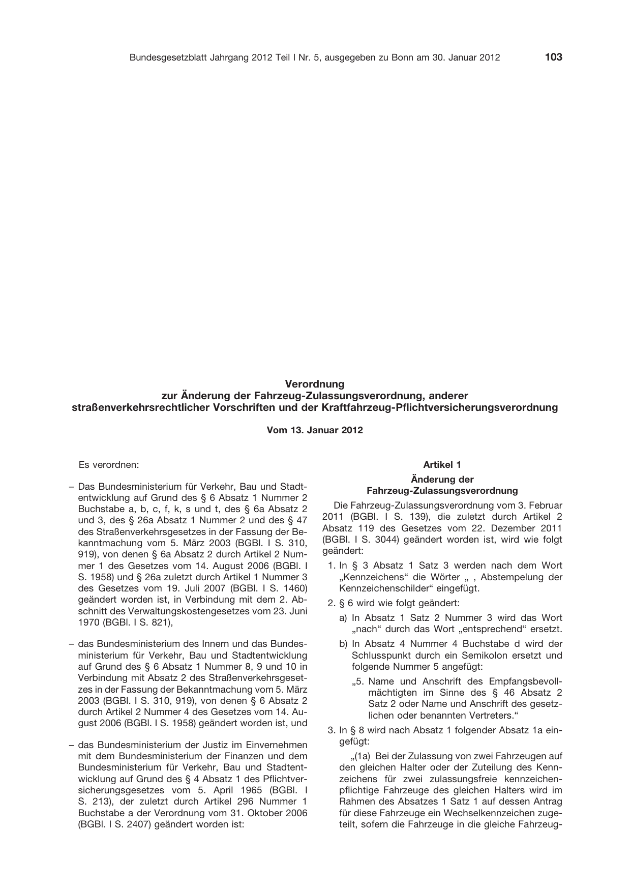 BGBl. 2012, Seite 103 — Originalseite als Abbildung