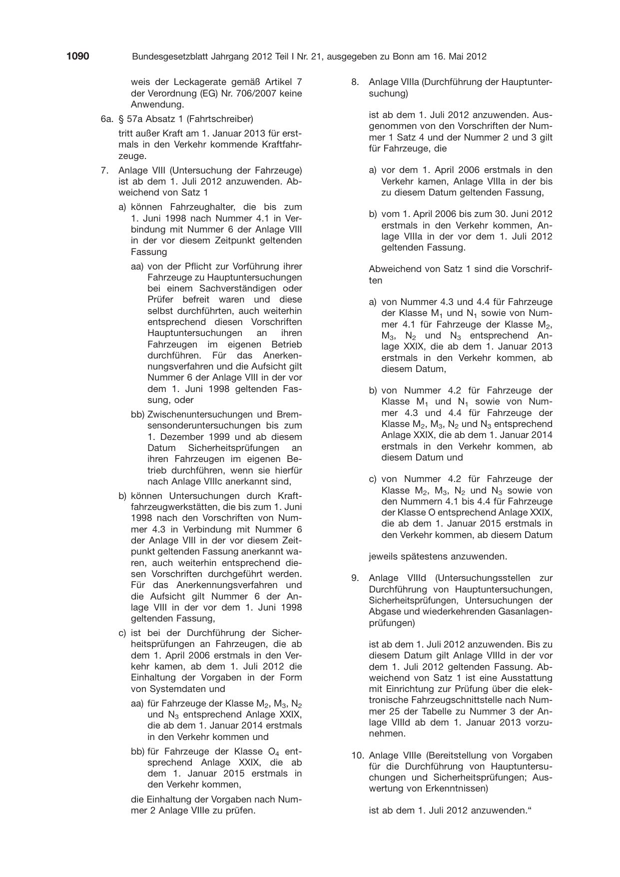 BGBl. 2012, Seite 1090 — Originalseite als Abbildung