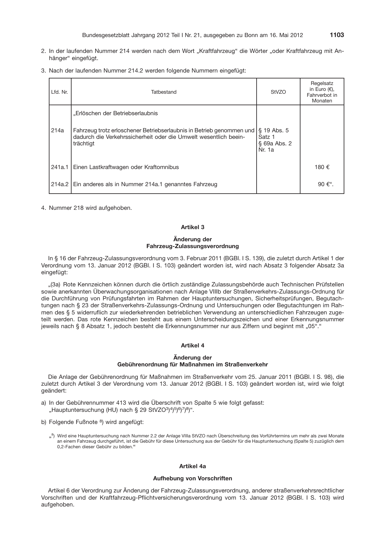 BGBl. 2012, Seite 1103 — Originalseite als Abbildung