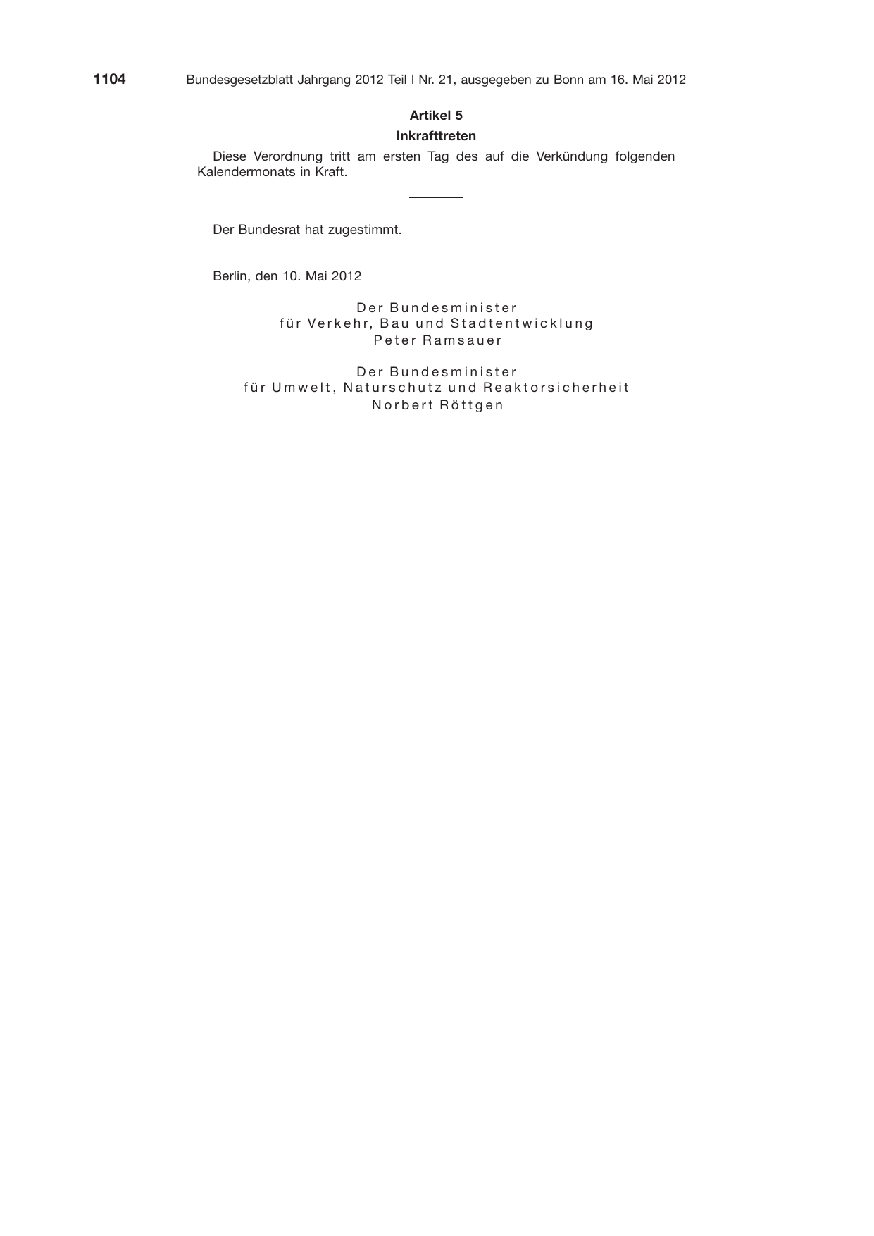 BGBl. 2012, Seite 1104 — Originalseite als Abbildung