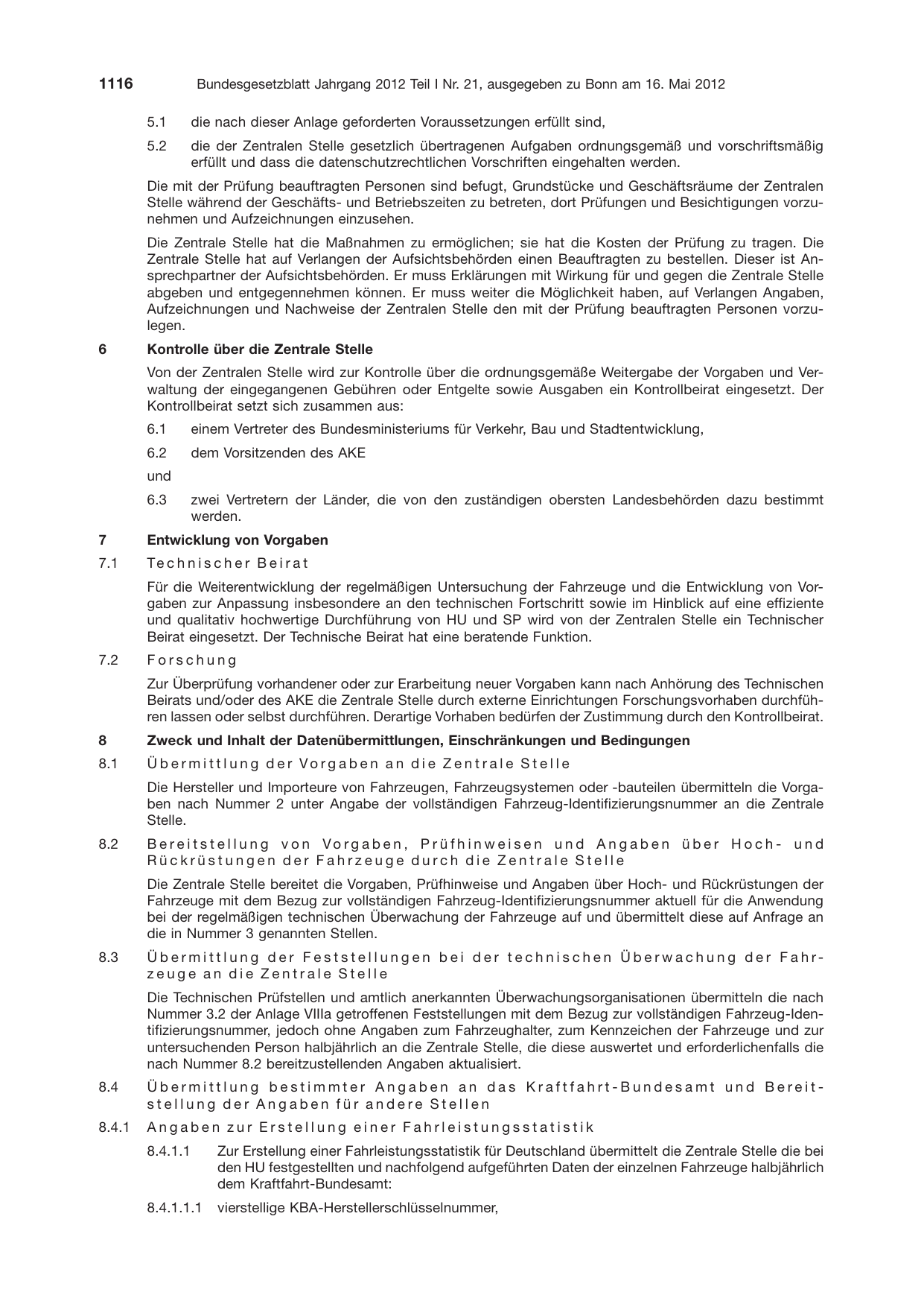 BGBl. 2012, Seite 1116 — Originalseite als Abbildung