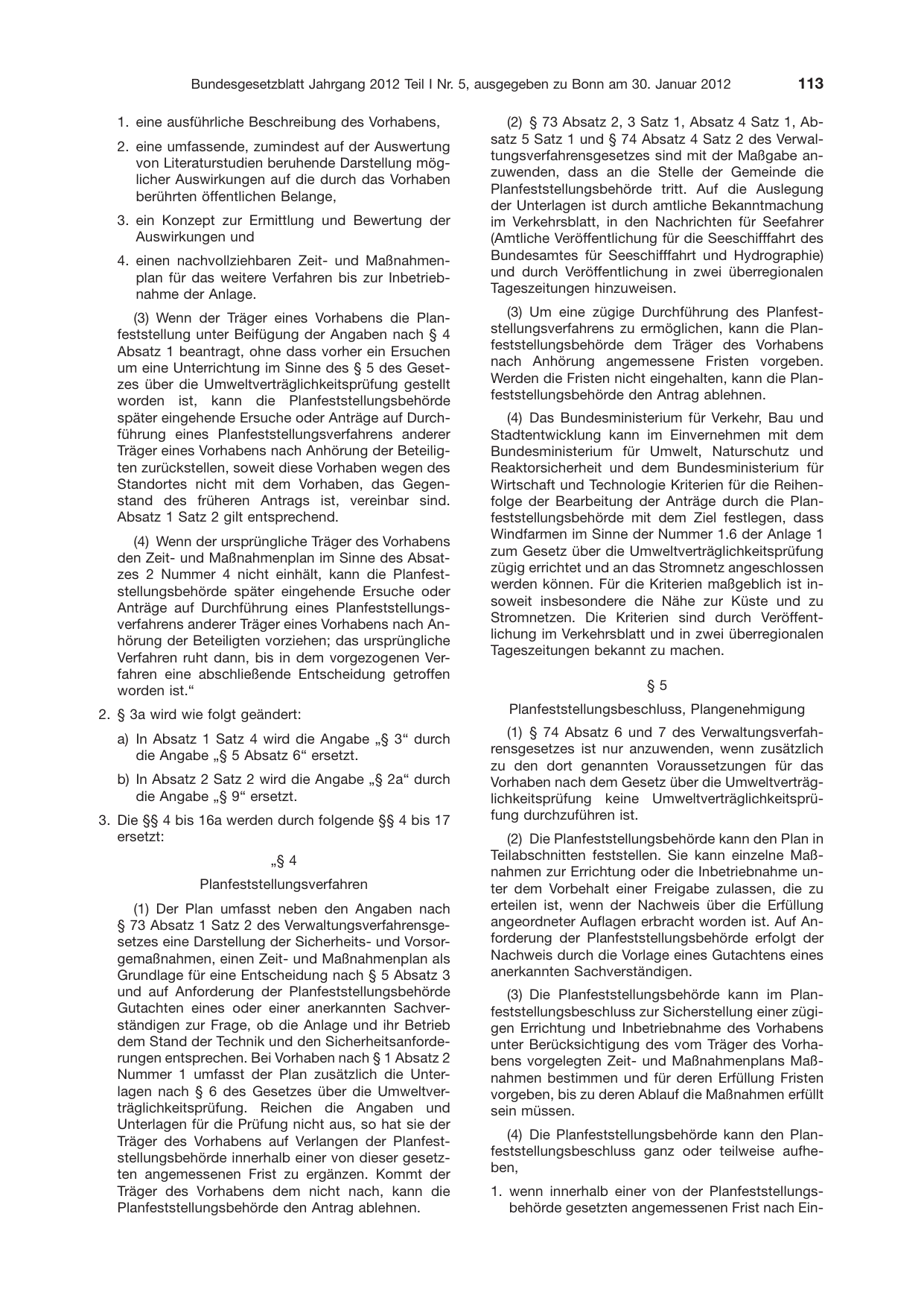 BGBl. 2012, Seite 113 — Originalseite als Abbildung