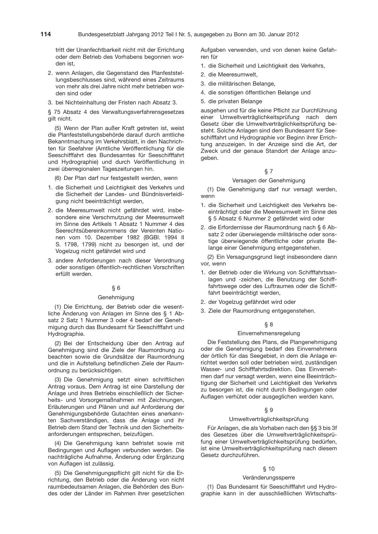 BGBl. 2012, Seite 114 — Originalseite als Abbildung