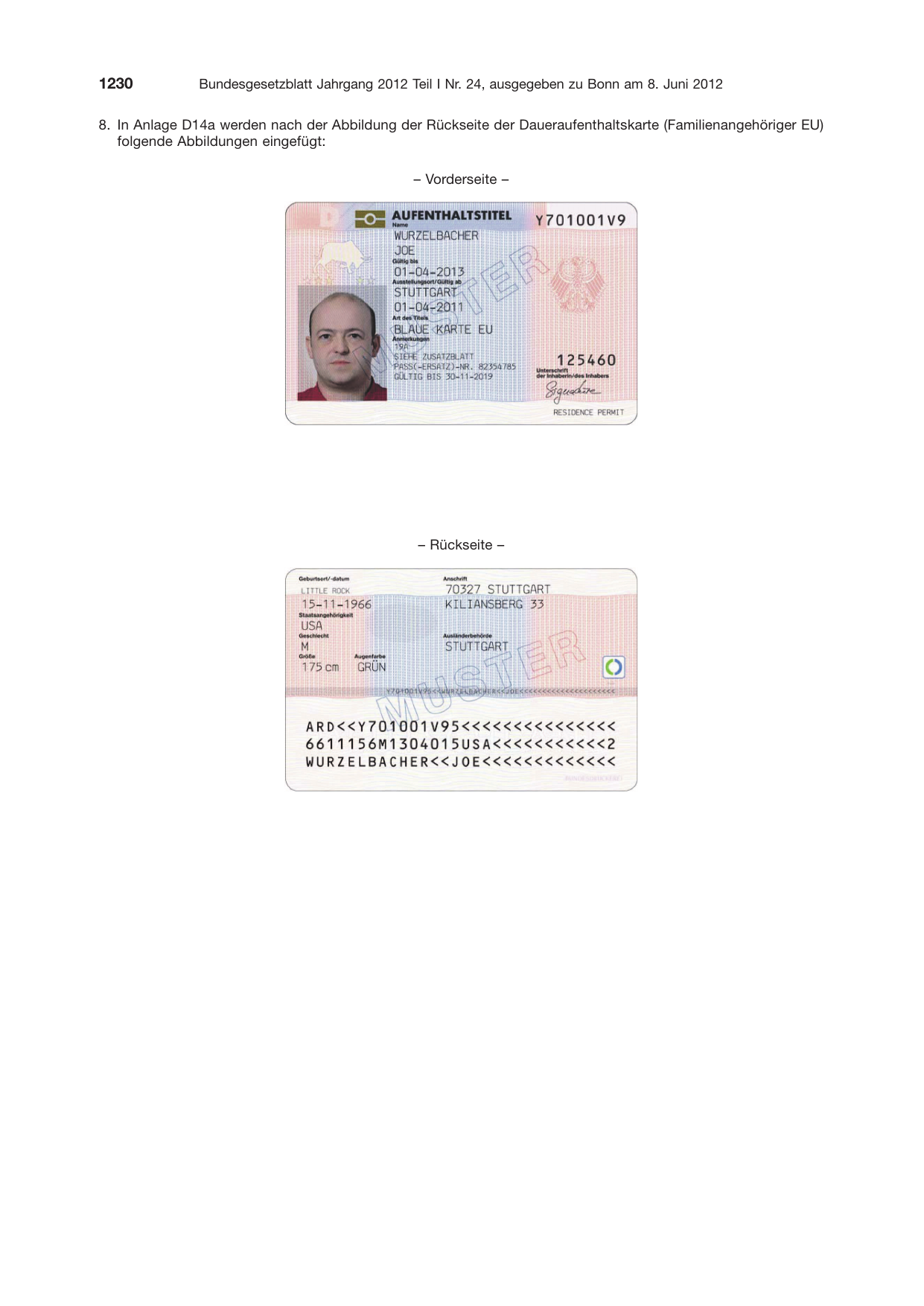 BGBl. 2012, Seite 1230 — Originalseite als Abbildung
