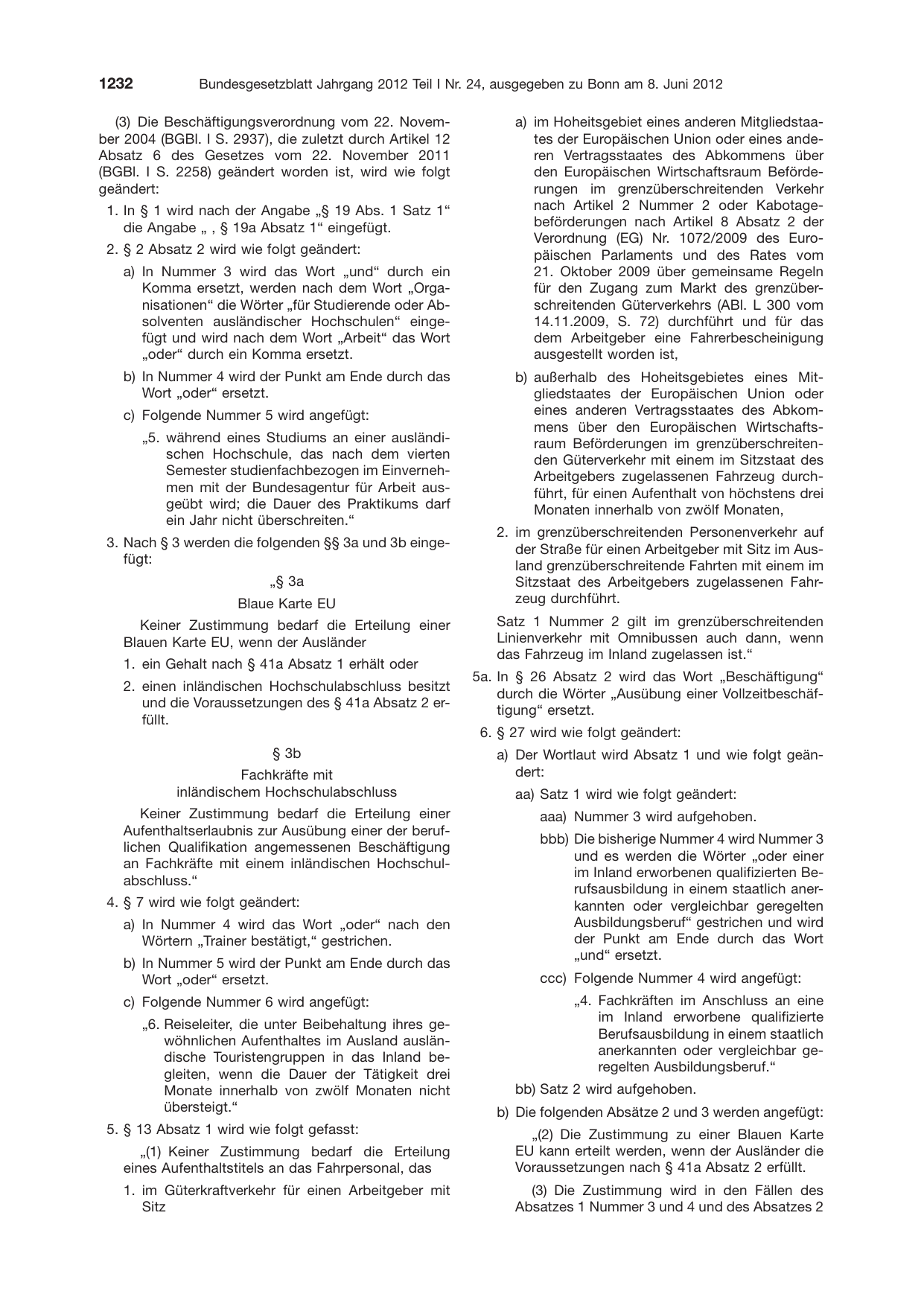 BGBl. 2012, Seite 1232 — Originalseite als Abbildung