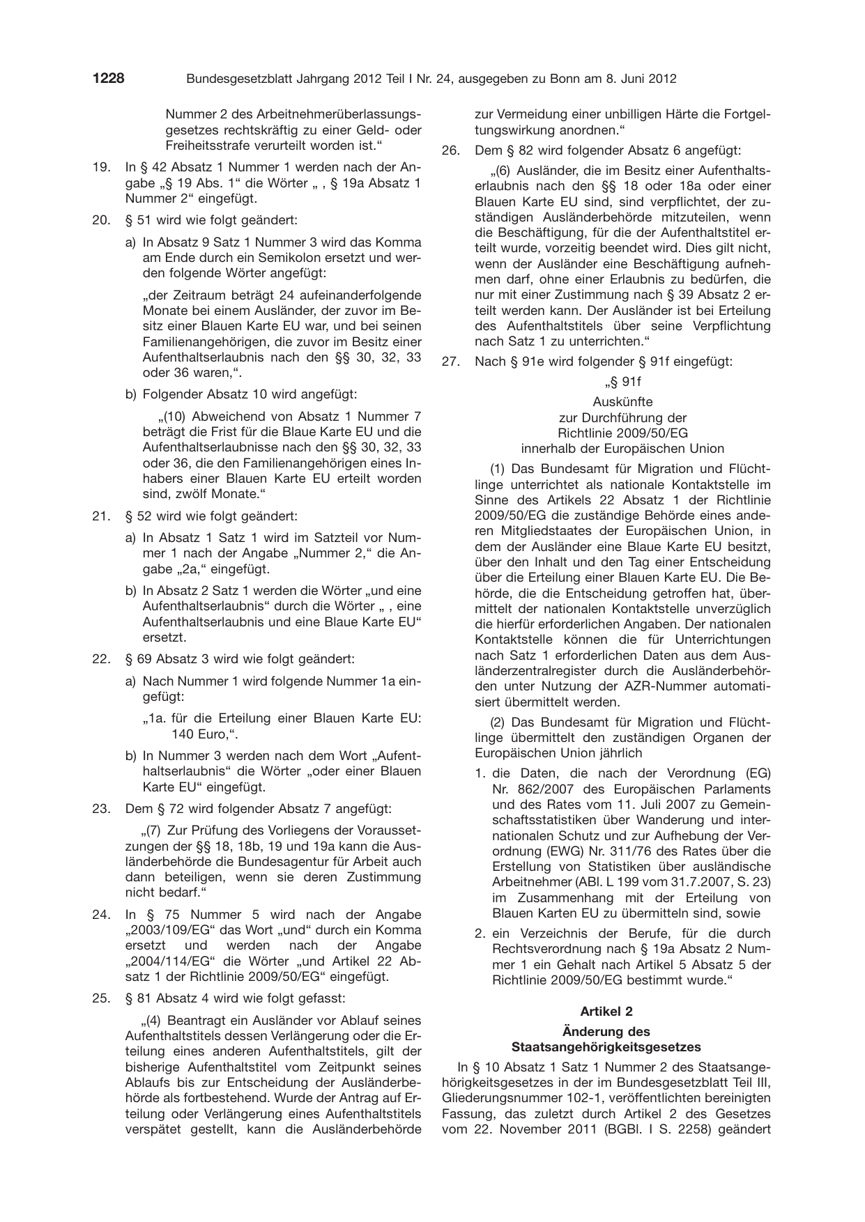 BGBl. 2012, Seite 1228 — Originalseite als Abbildung