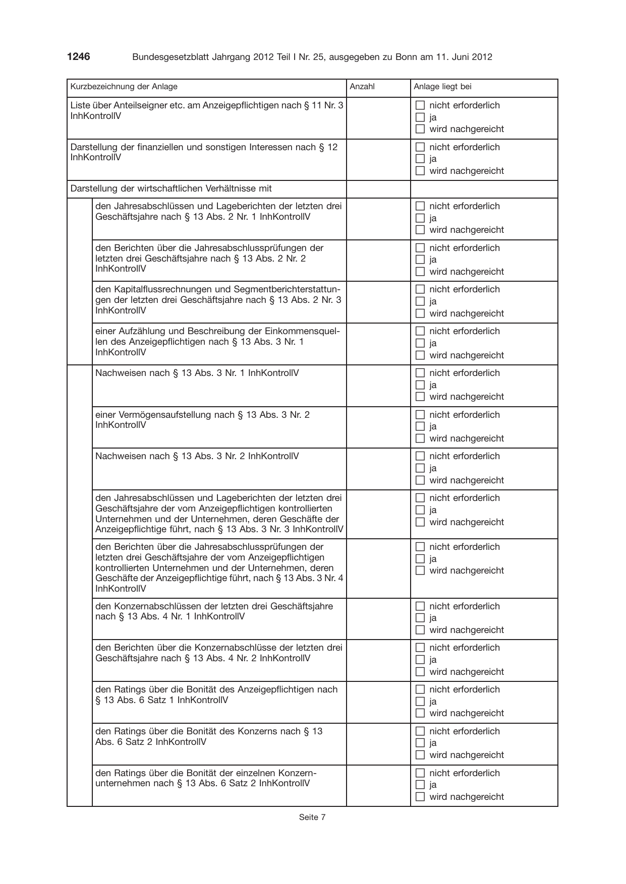 BGBl. 2012, Seite 1246 — Originalseite als Abbildung