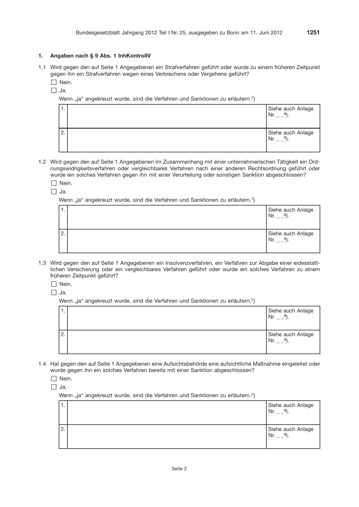 BGBl. 2012, Seite 1251 — Originalseite als Abbildung
