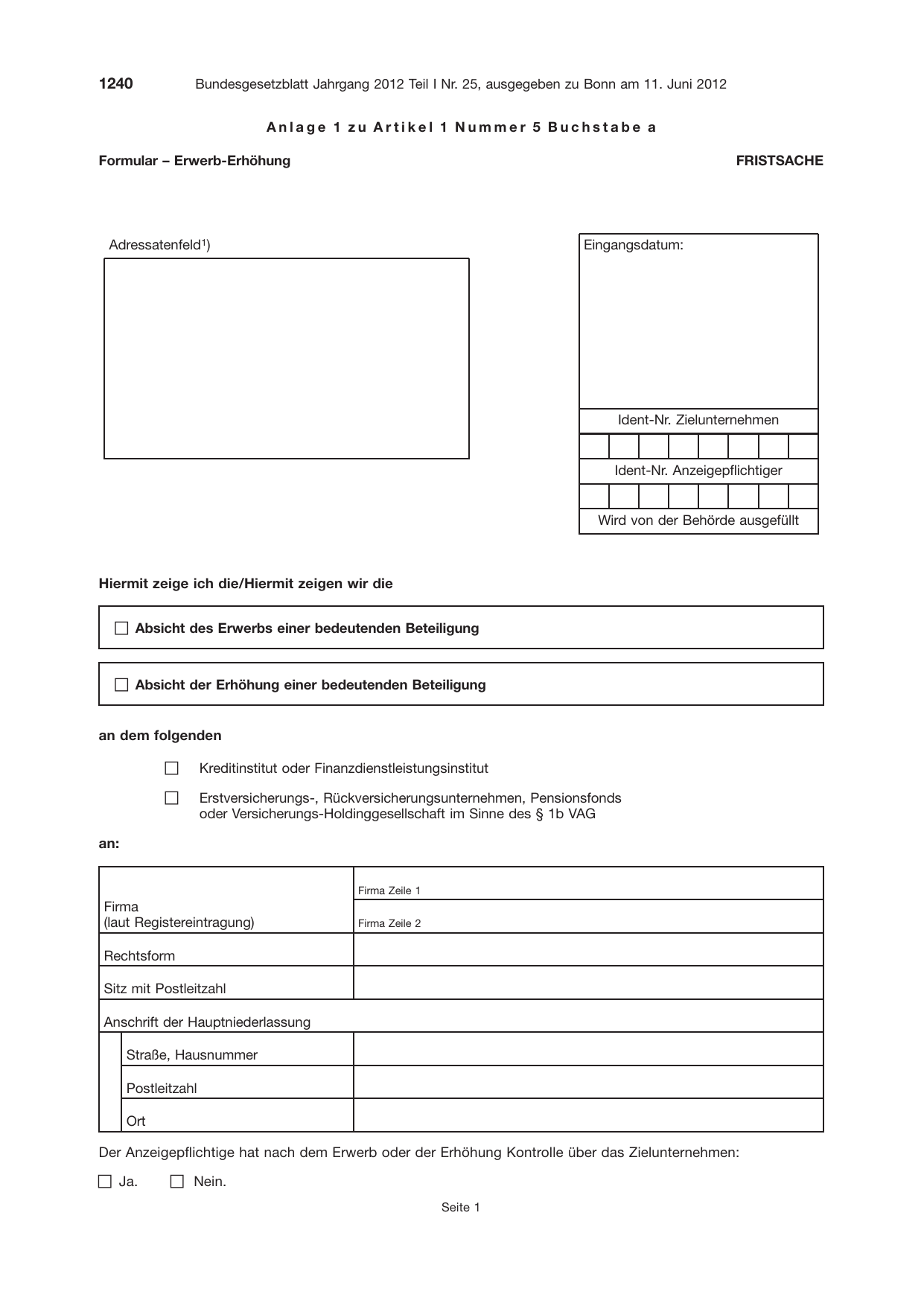 BGBl. 2012, Seite 1240 — Originalseite als Abbildung