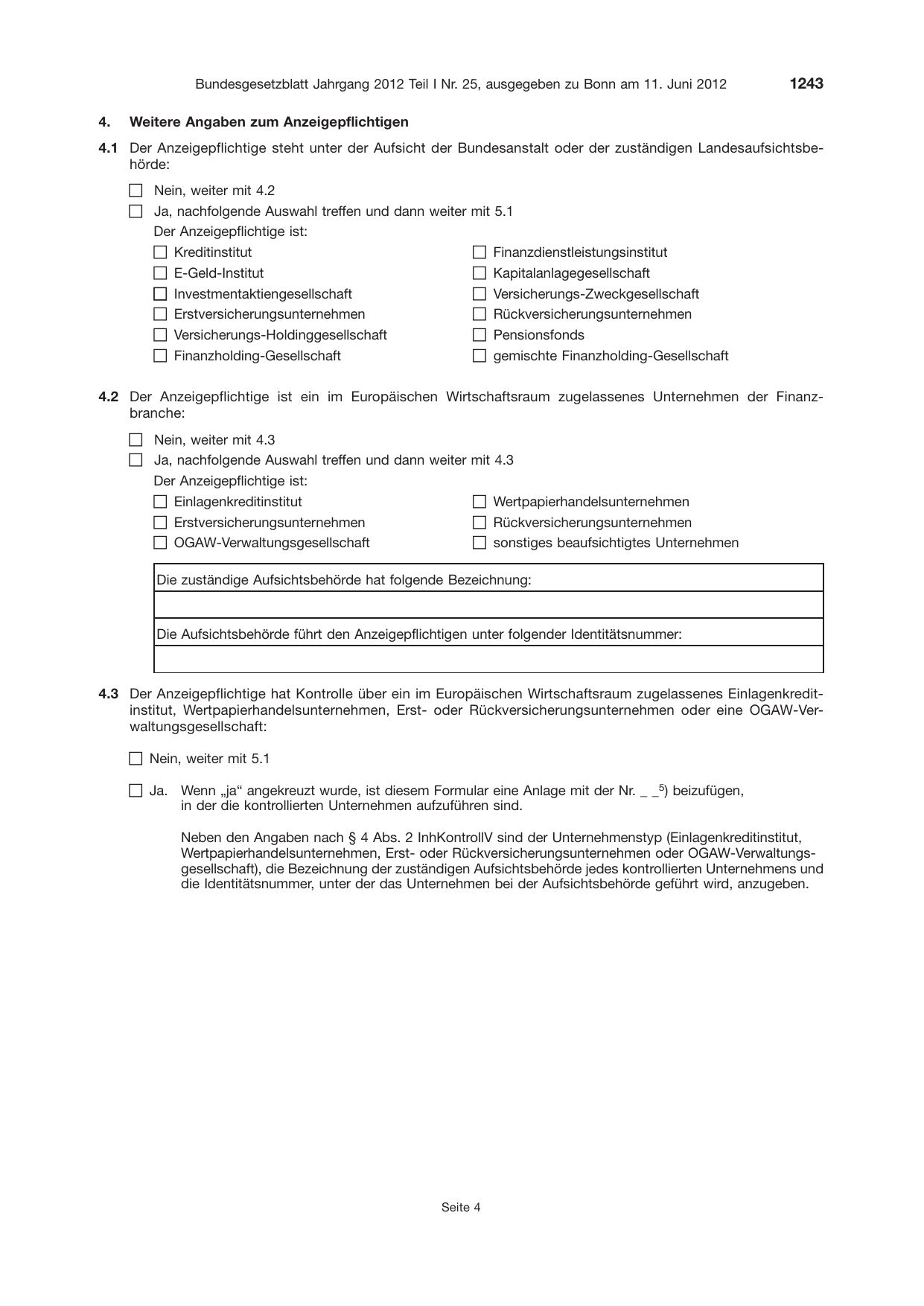 BGBl. 2012, Seite 1243 — Originalseite als Abbildung