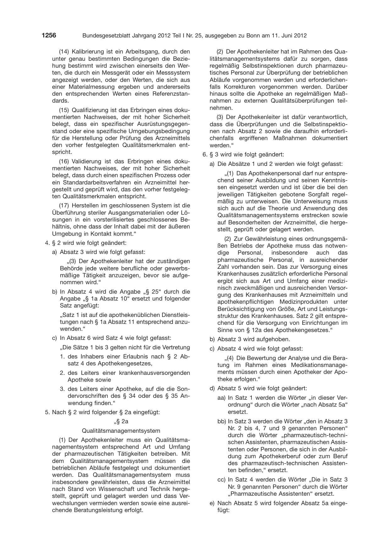 BGBl. 2012, Seite 1256 — Originalseite als Abbildung