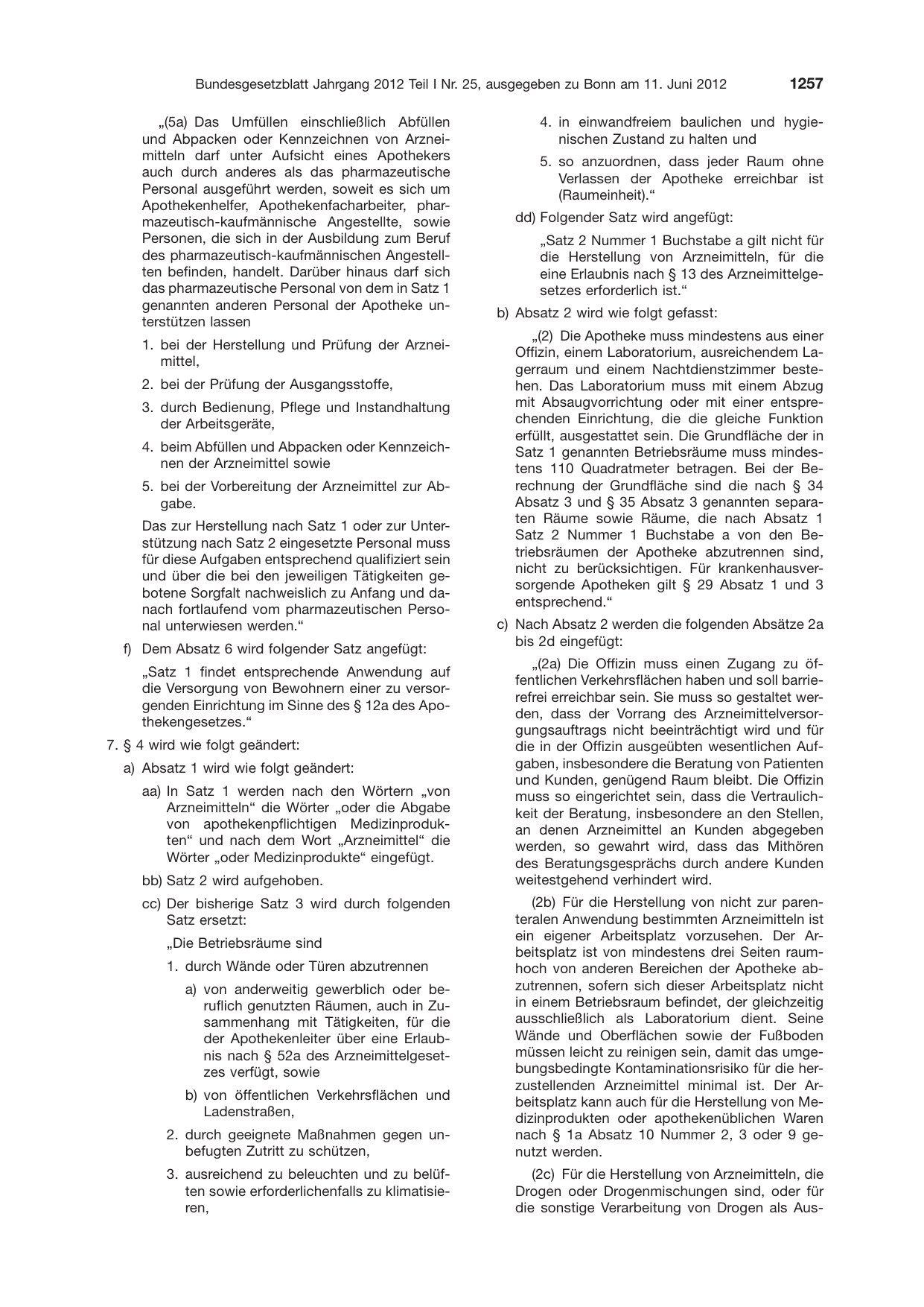 BGBl. 2012, Seite 1257 — Originalseite als Abbildung
