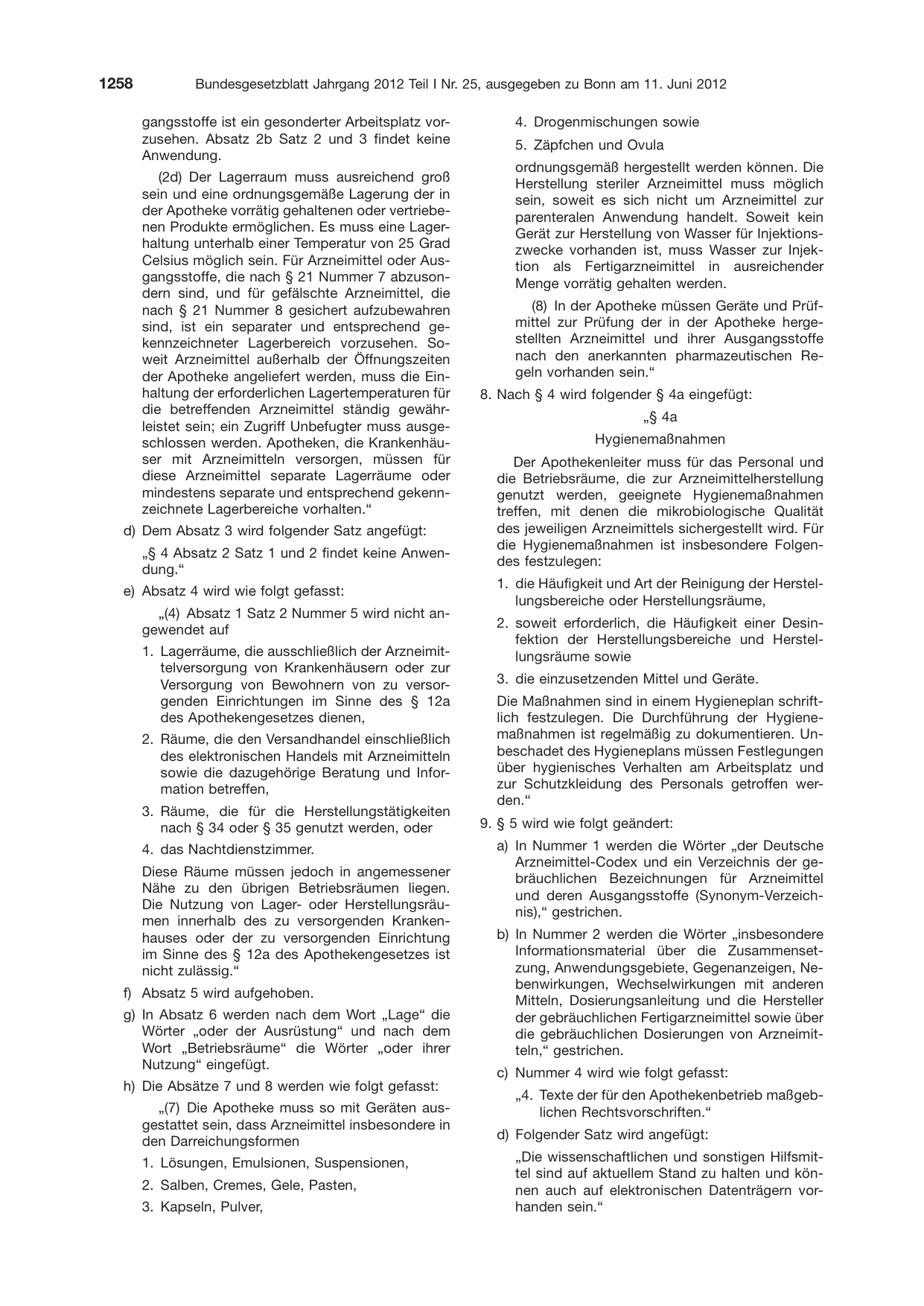 BGBl. 2012, Seite 1258 — Originalseite als Abbildung
