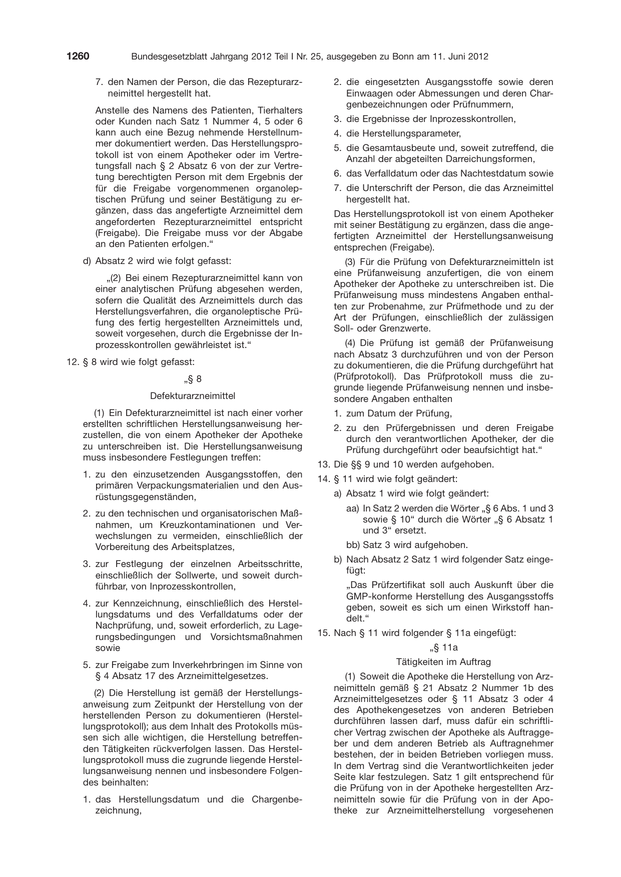 BGBl. 2012, Seite 1260 — Originalseite als Abbildung