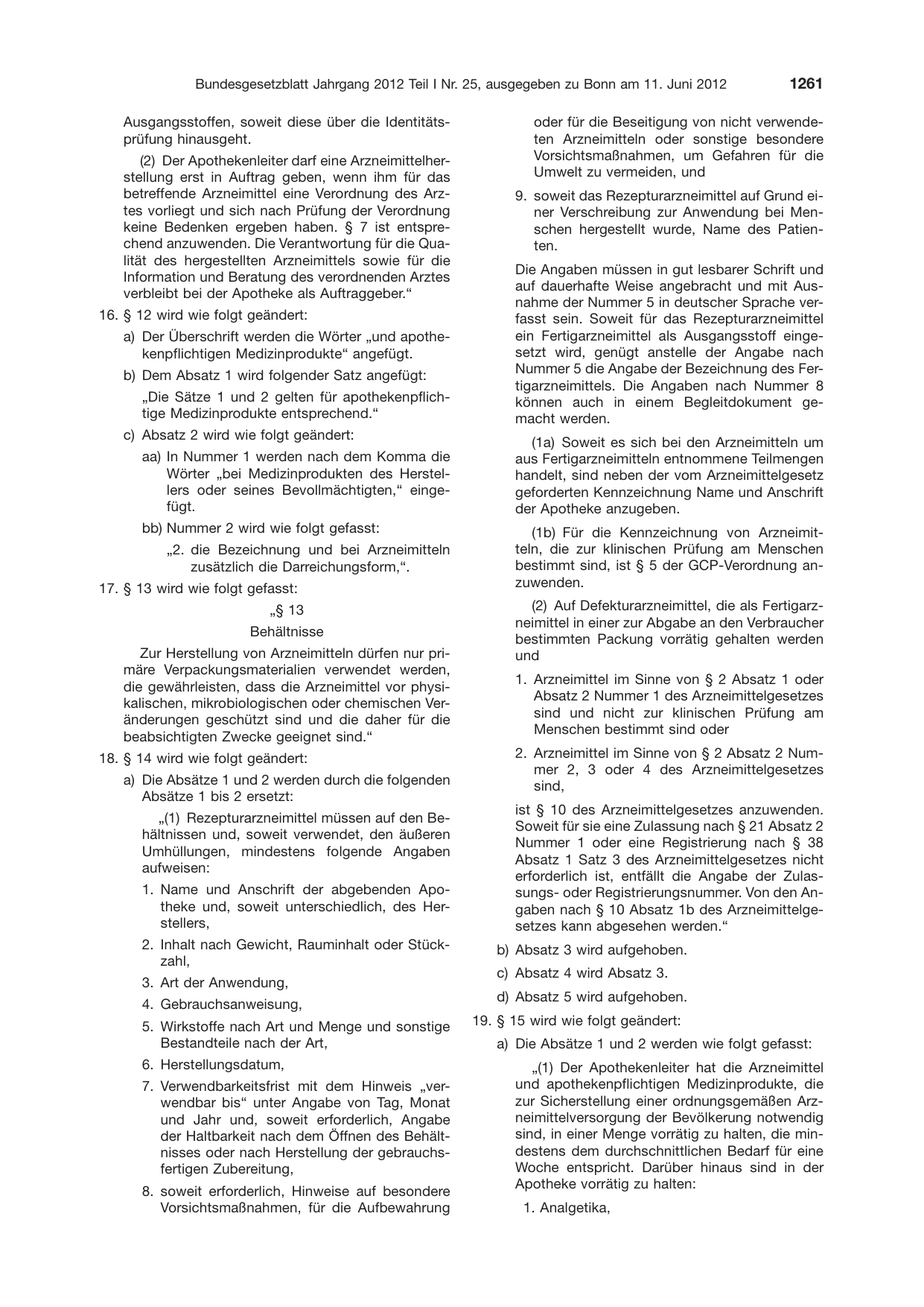 BGBl. 2012, Seite 1261 — Originalseite als Abbildung
