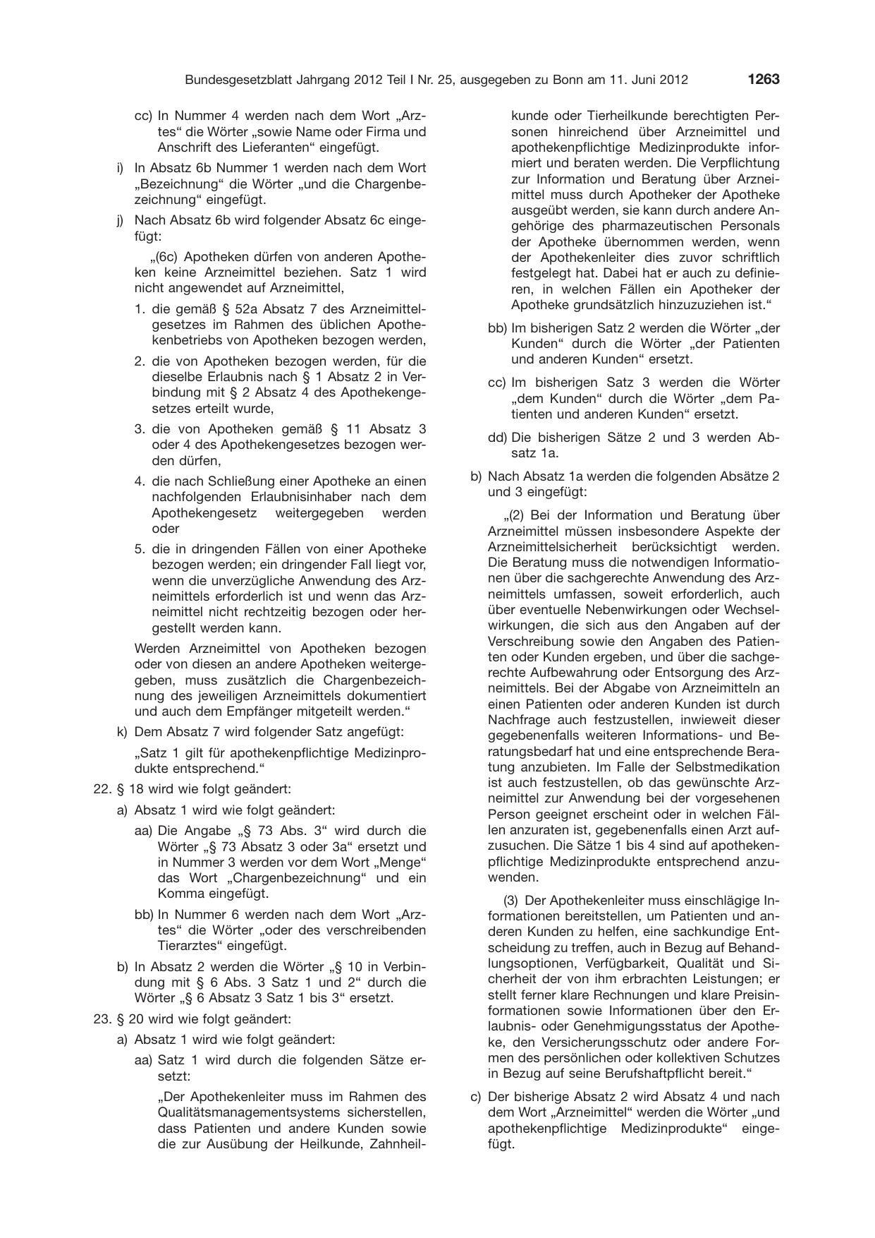 BGBl. 2012, Seite 1263 — Originalseite als Abbildung