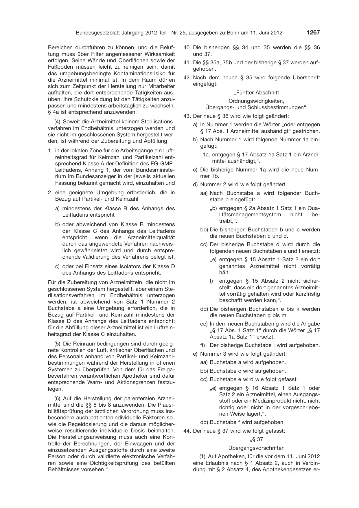 BGBl. 2012, Seite 1267 — Originalseite als Abbildung