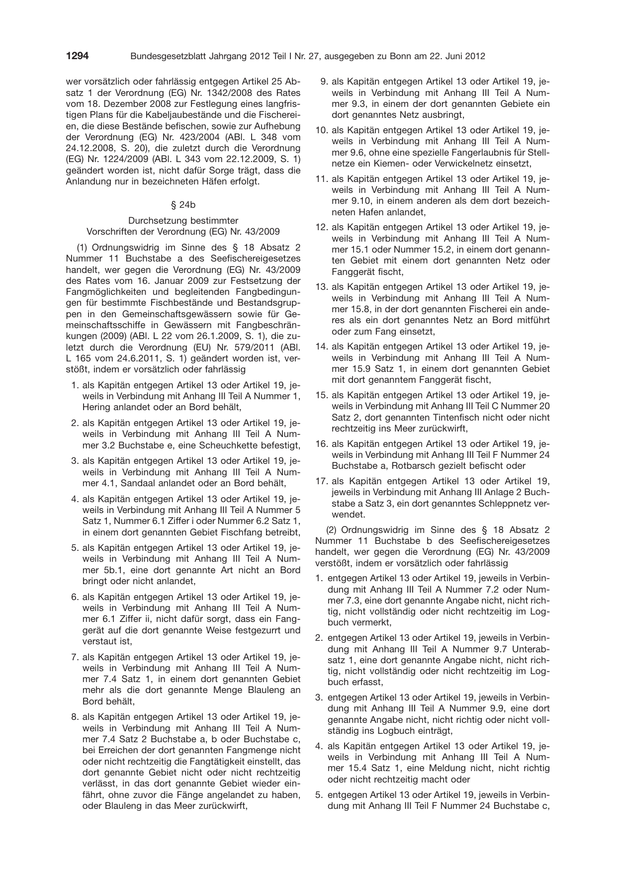 BGBl. 2012, Seite 1294 — Originalseite als Abbildung