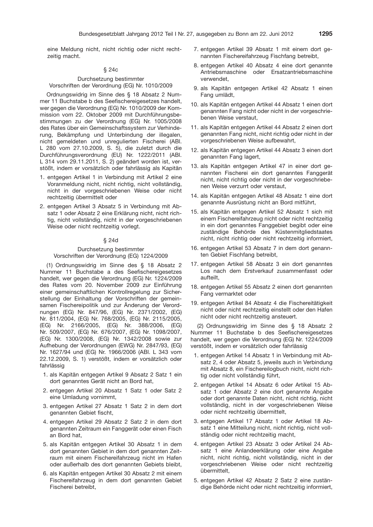 BGBl. 2012, Seite 1295 — Originalseite als Abbildung