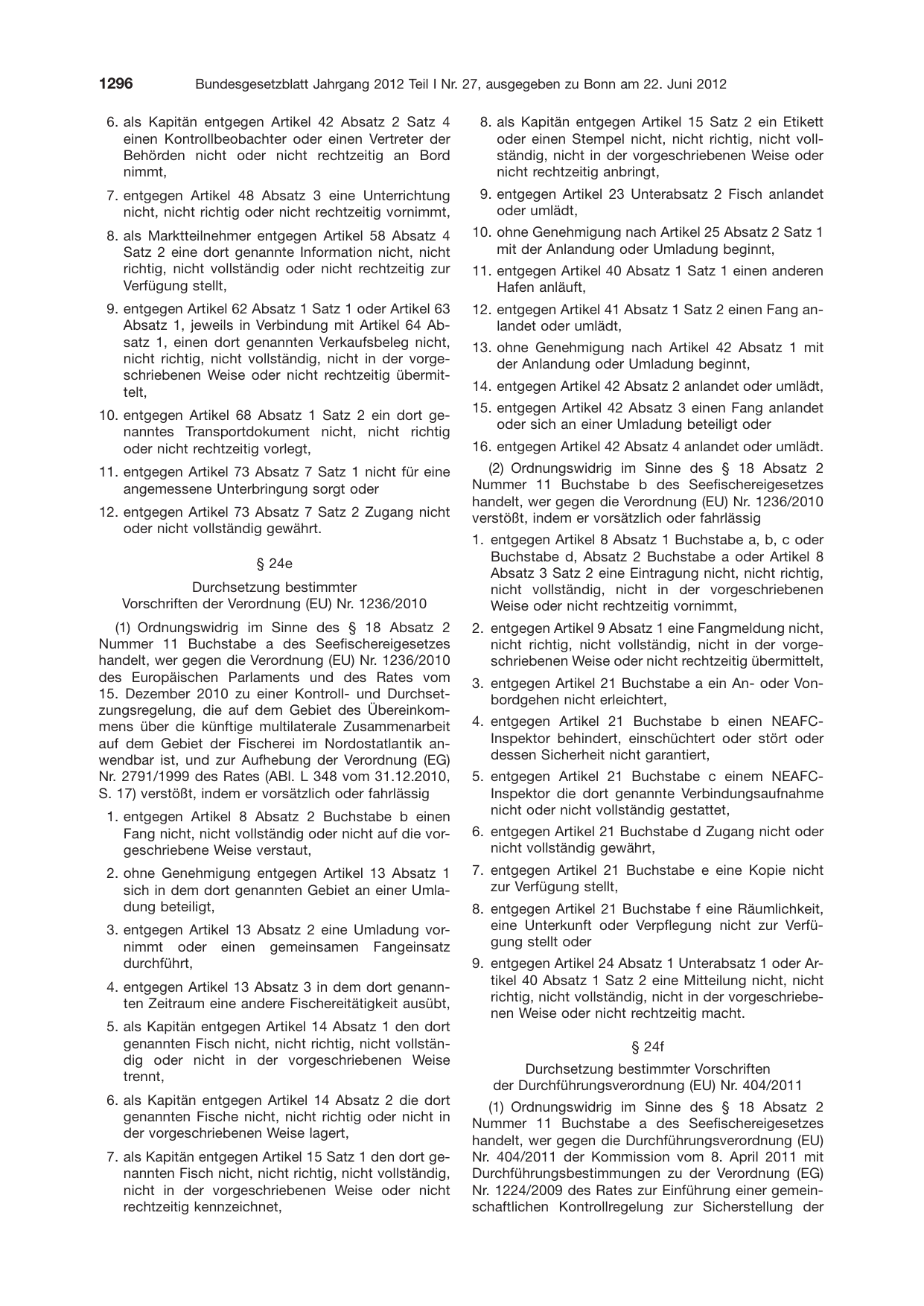 BGBl. 2012, Seite 1296 — Originalseite als Abbildung