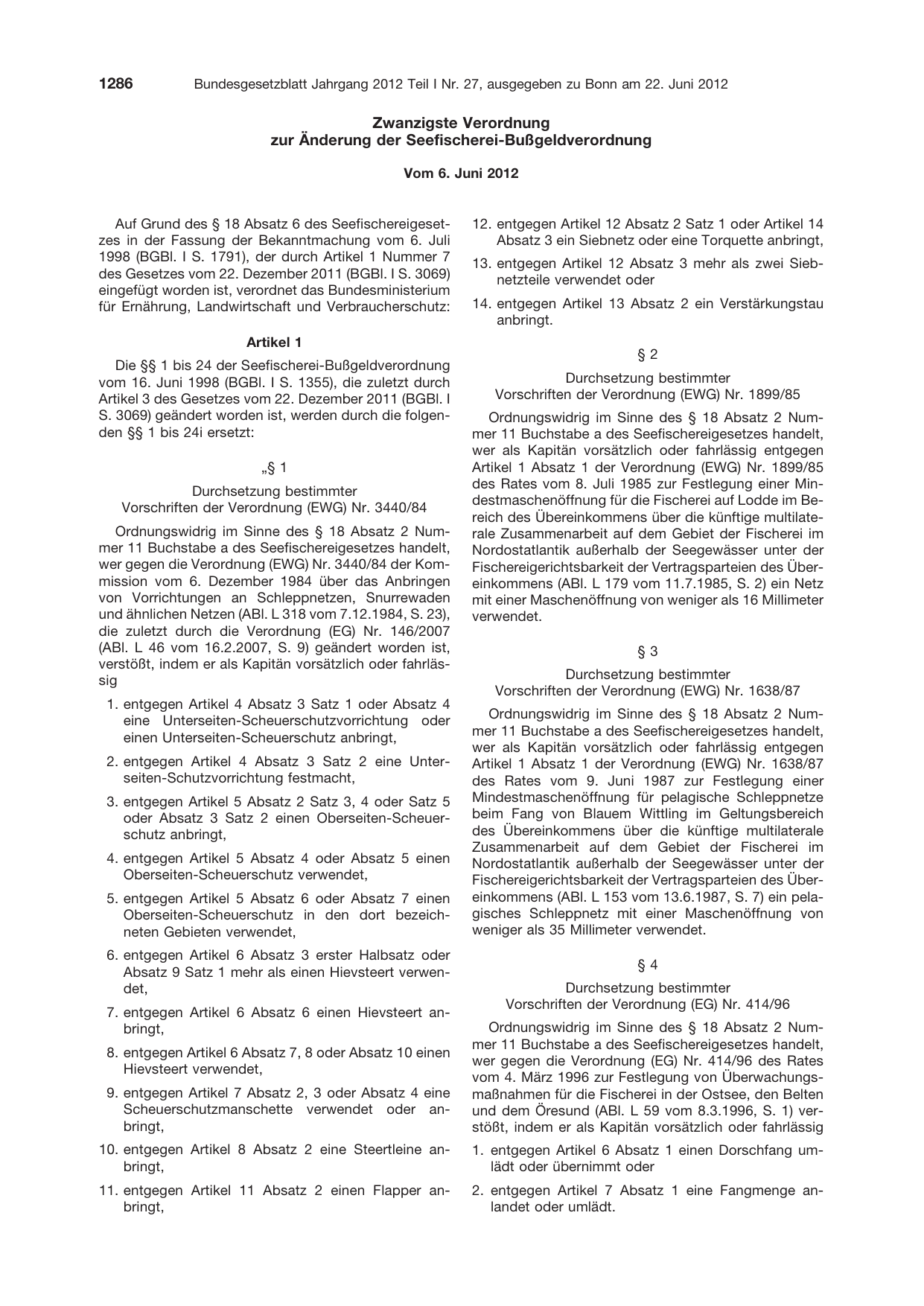 BGBl. 2012, Seite 1286 — Originalseite als Abbildung