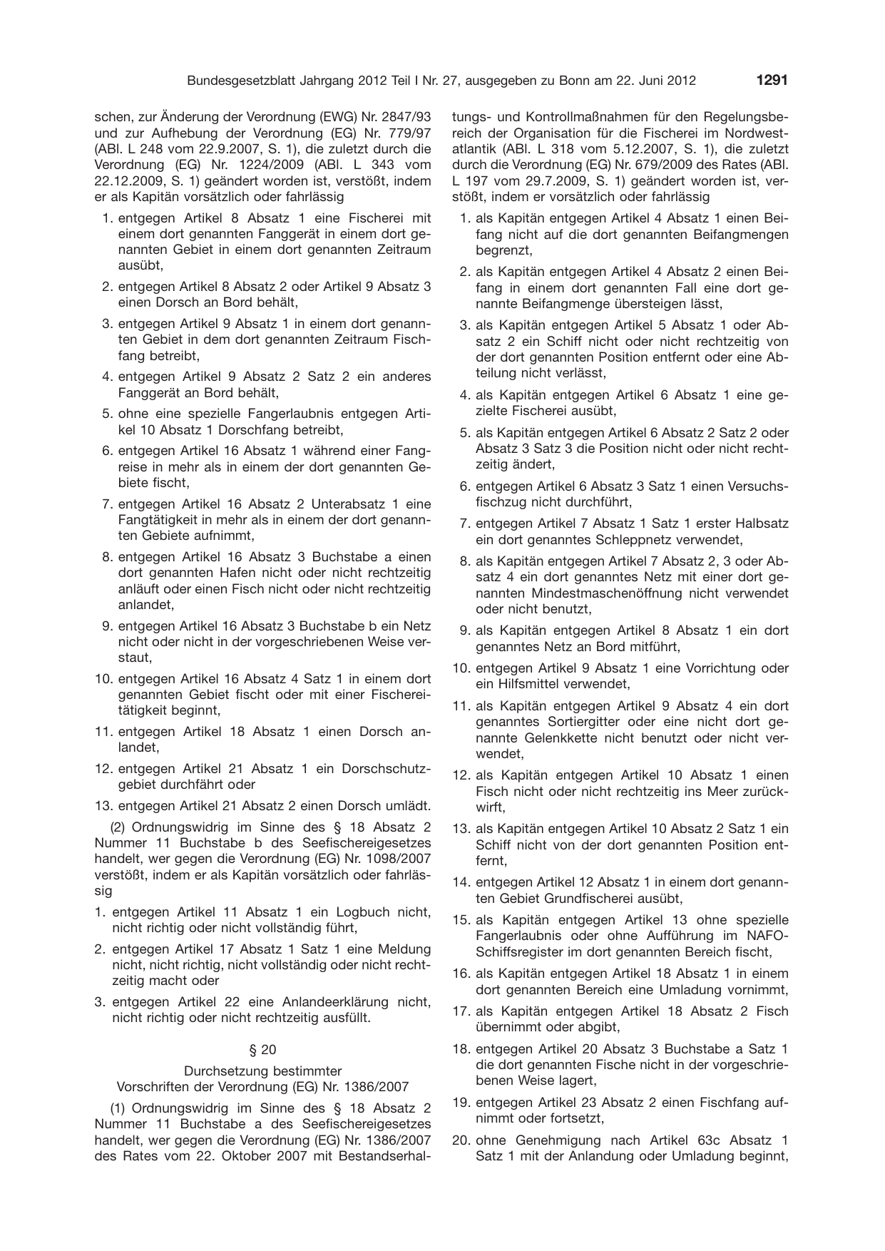 BGBl. 2012, Seite 1291 — Originalseite als Abbildung