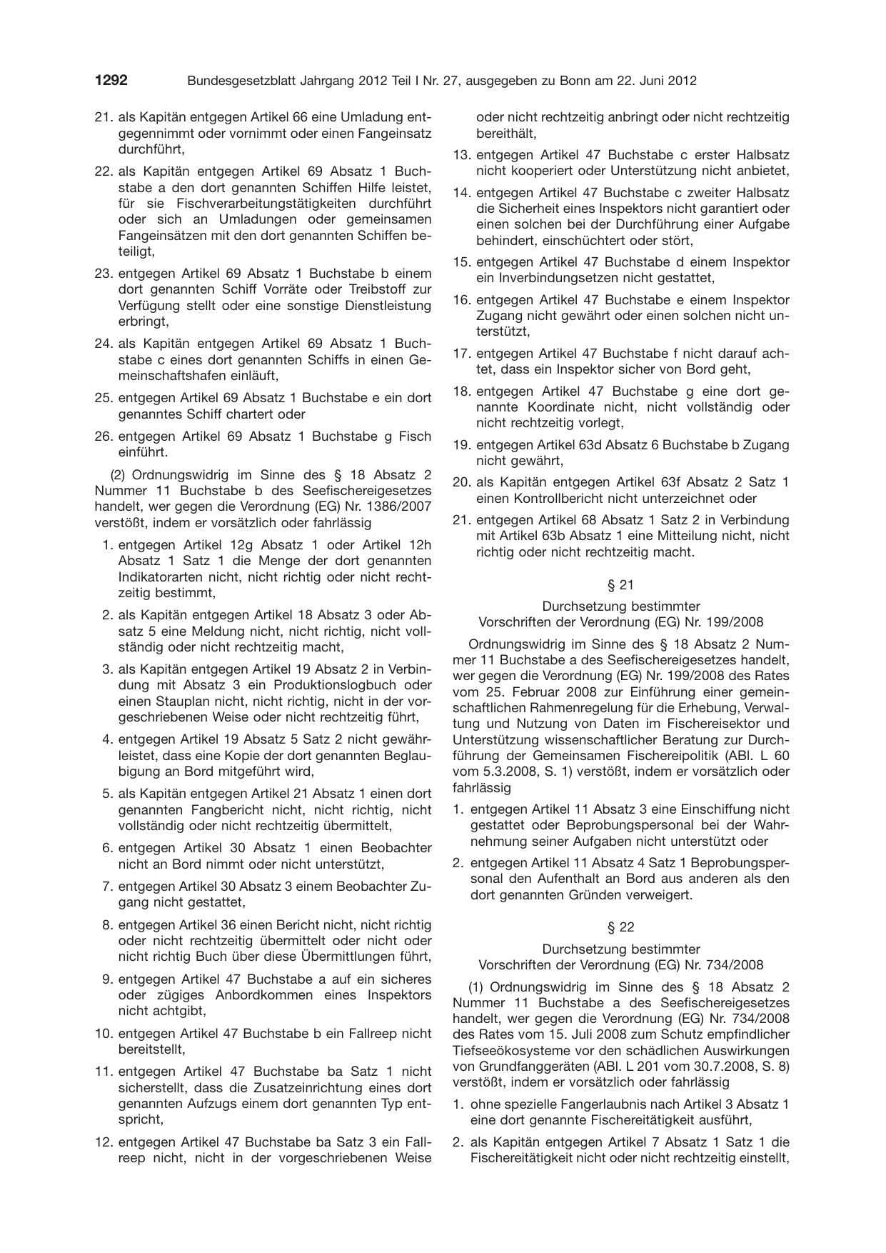 BGBl. 2012, Seite 1292 — Originalseite als Abbildung