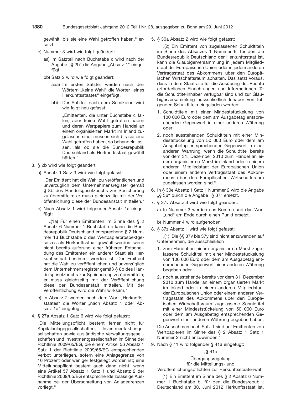 BGBl. 2012, Seite 1380 — Originalseite als Abbildung