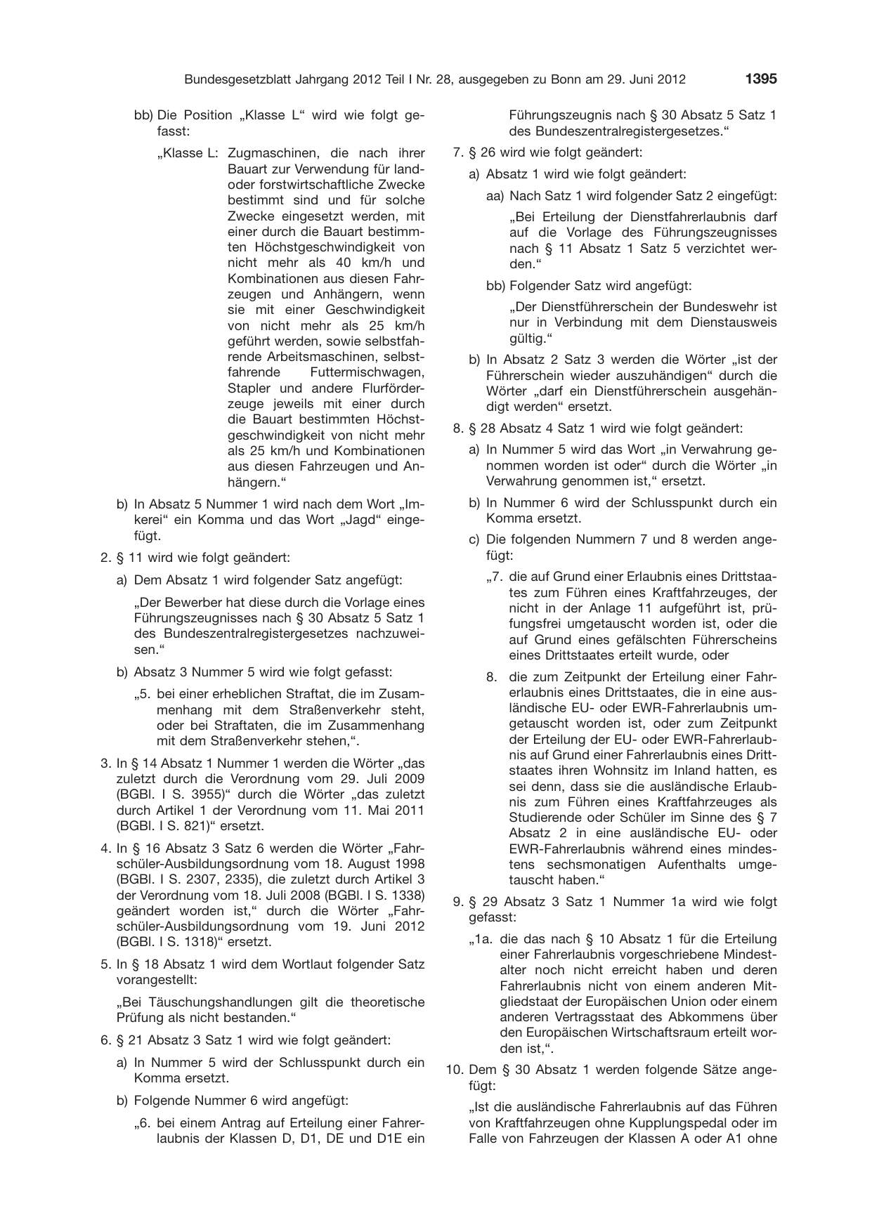 BGBl. 2012, Seite 1395 — Originalseite als Abbildung