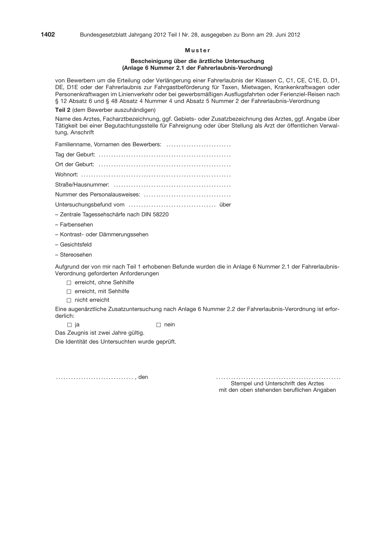 BGBl. 2012, Seite 1402 — Originalseite als Abbildung