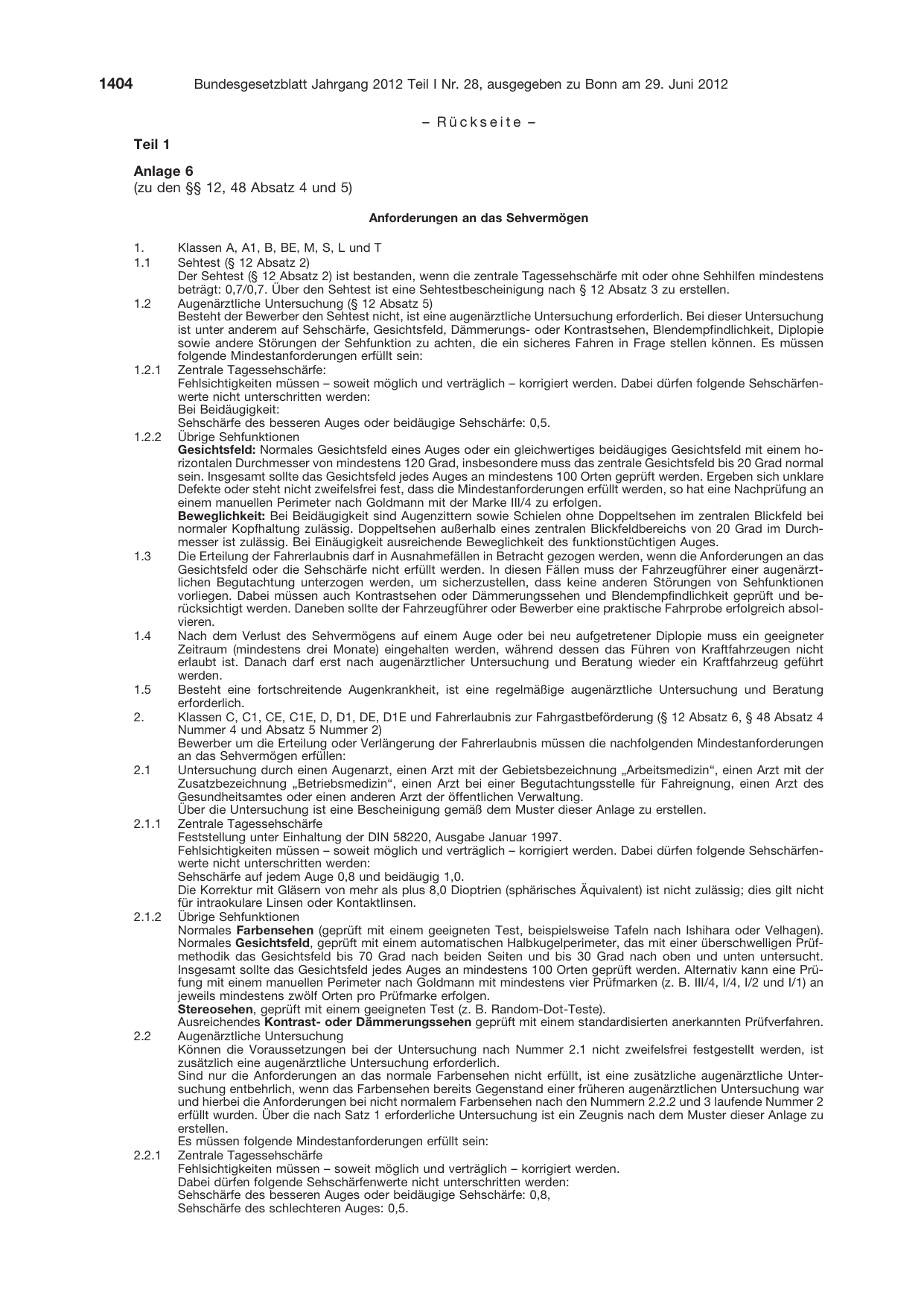 BGBl. 2012, Seite 1404 — Originalseite als Abbildung