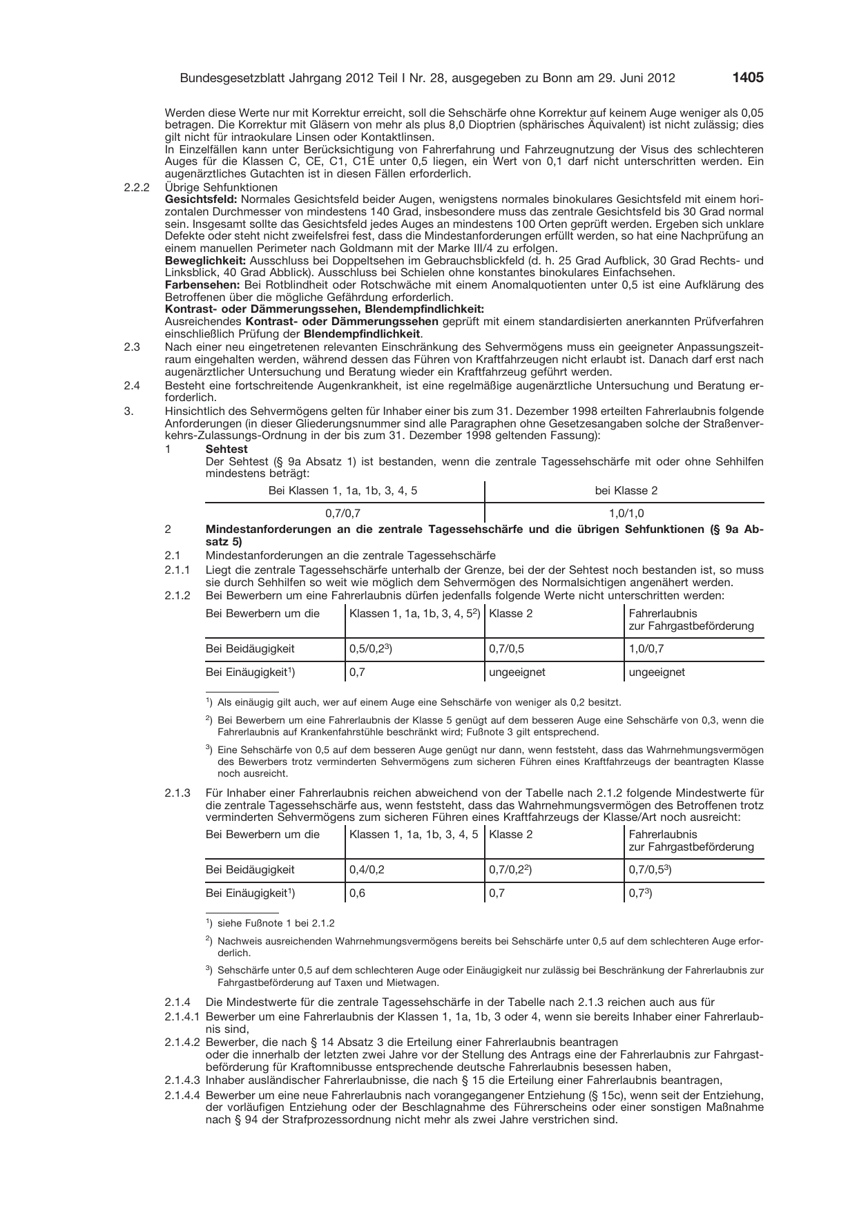 BGBl. 2012, Seite 1405 — Originalseite als Abbildung